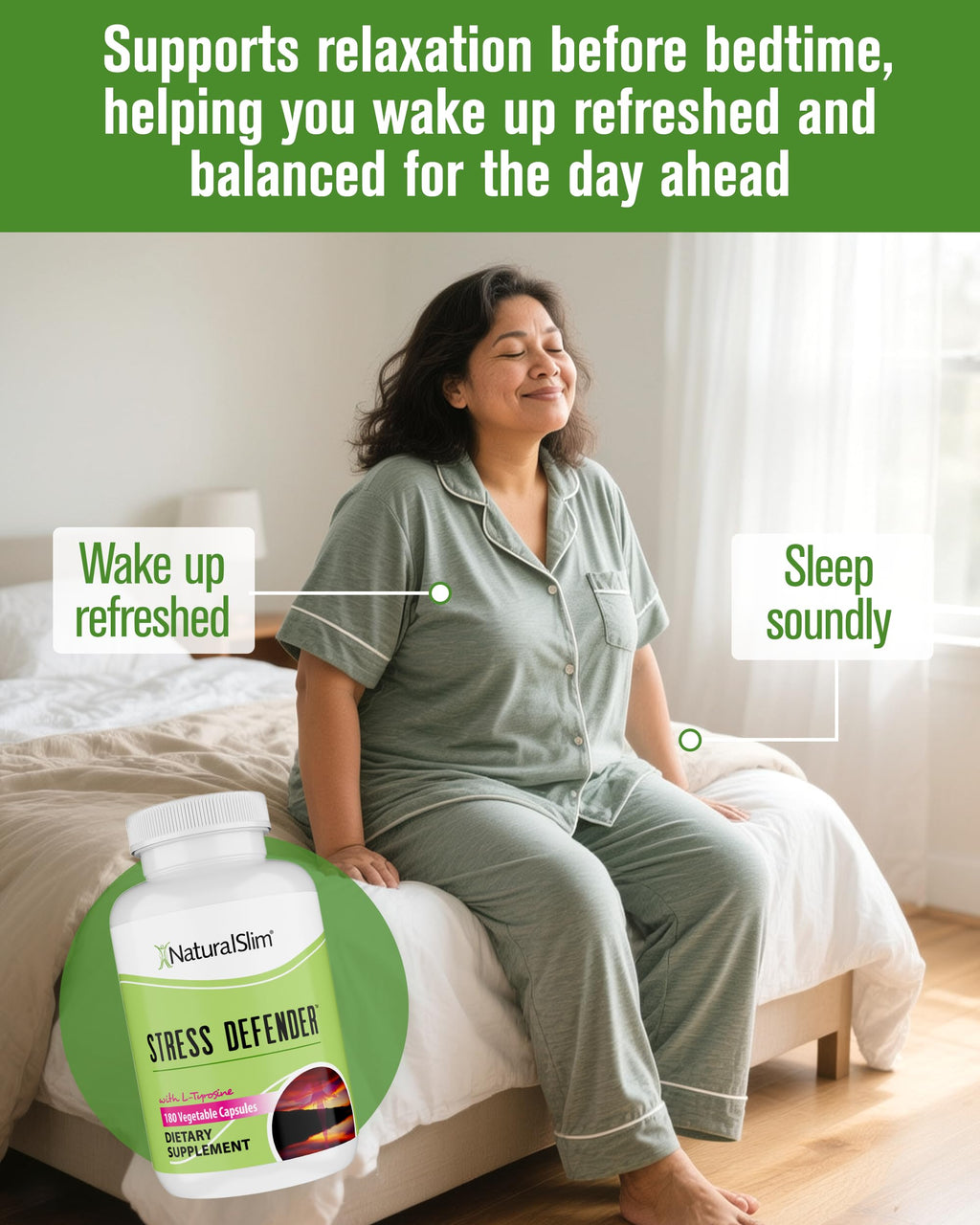 NaturalSlim Stress Defender – Stress Relief & Cortisol Support | 3-Pack, 180 Vegetarian Capsules
