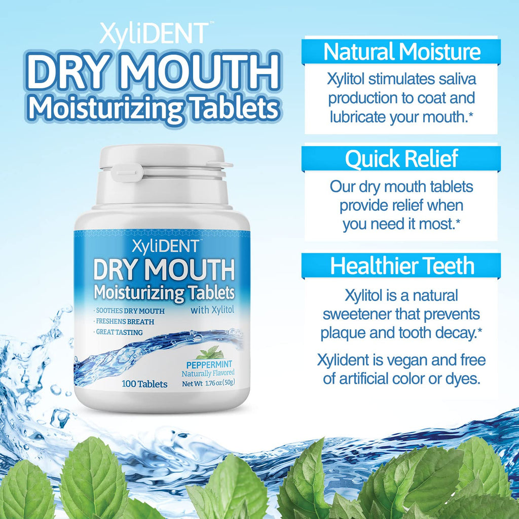 Nature's Stance XyliDENT Dry Mouth Tablets – Stimulate Saliva & Fresh Breath (Peppermint)