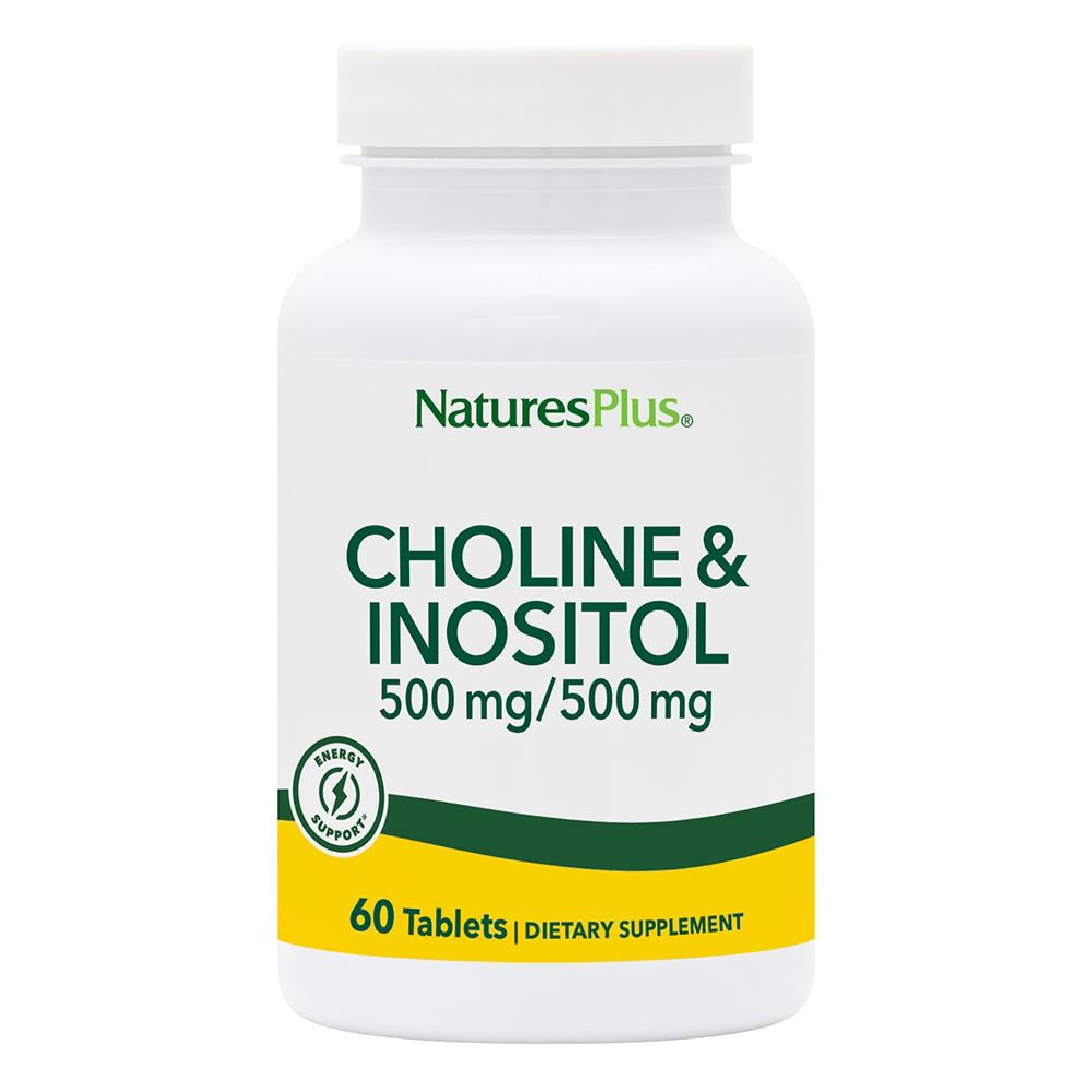 Natures Plus Choline & Inositol 500 mg - 60 Vegetarian Tablets | Nervous System & Liver Support