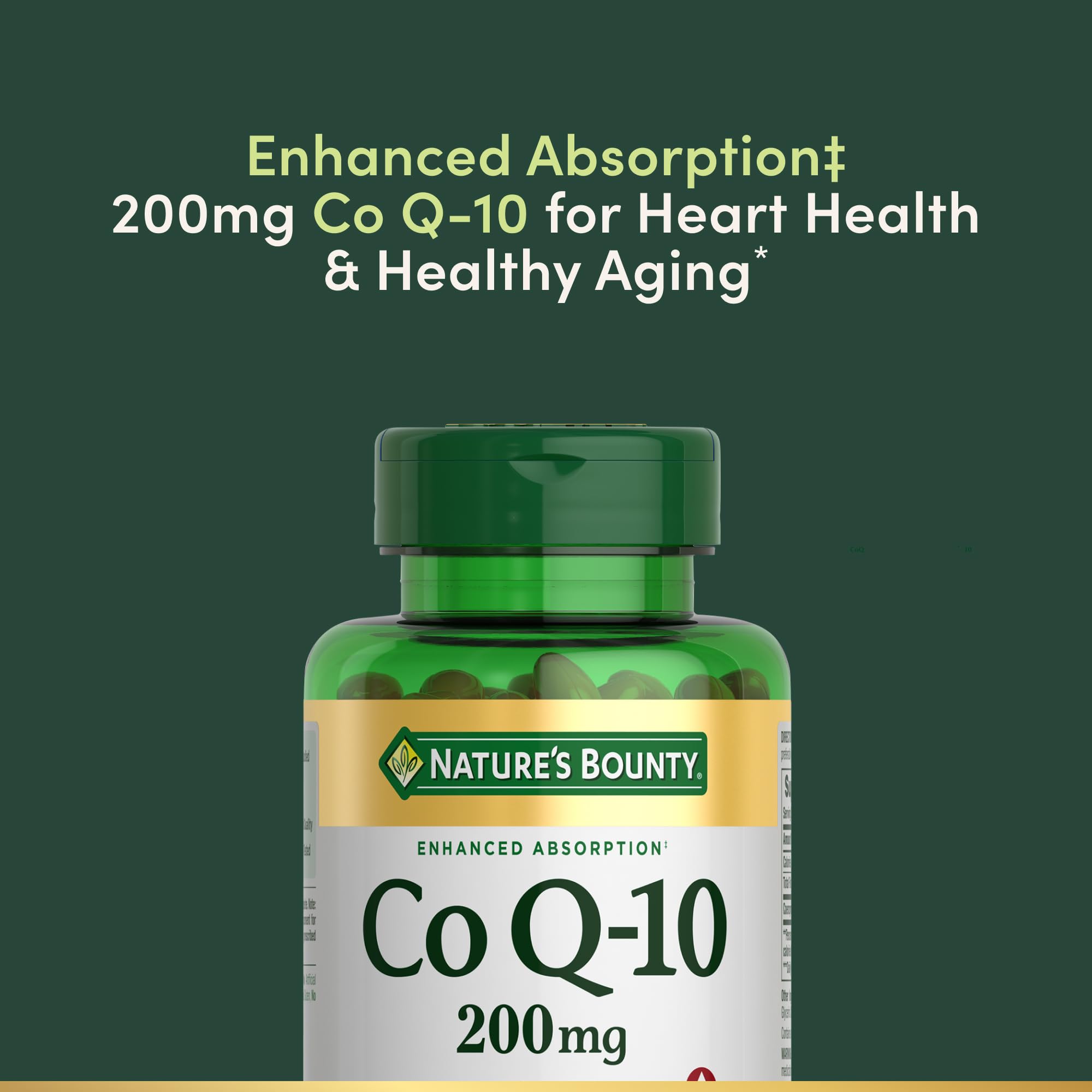 Nature's Bounty CoQ-10 200 mg Q-Sorb | Heart Health Support | 80 Rapid Release Softgels