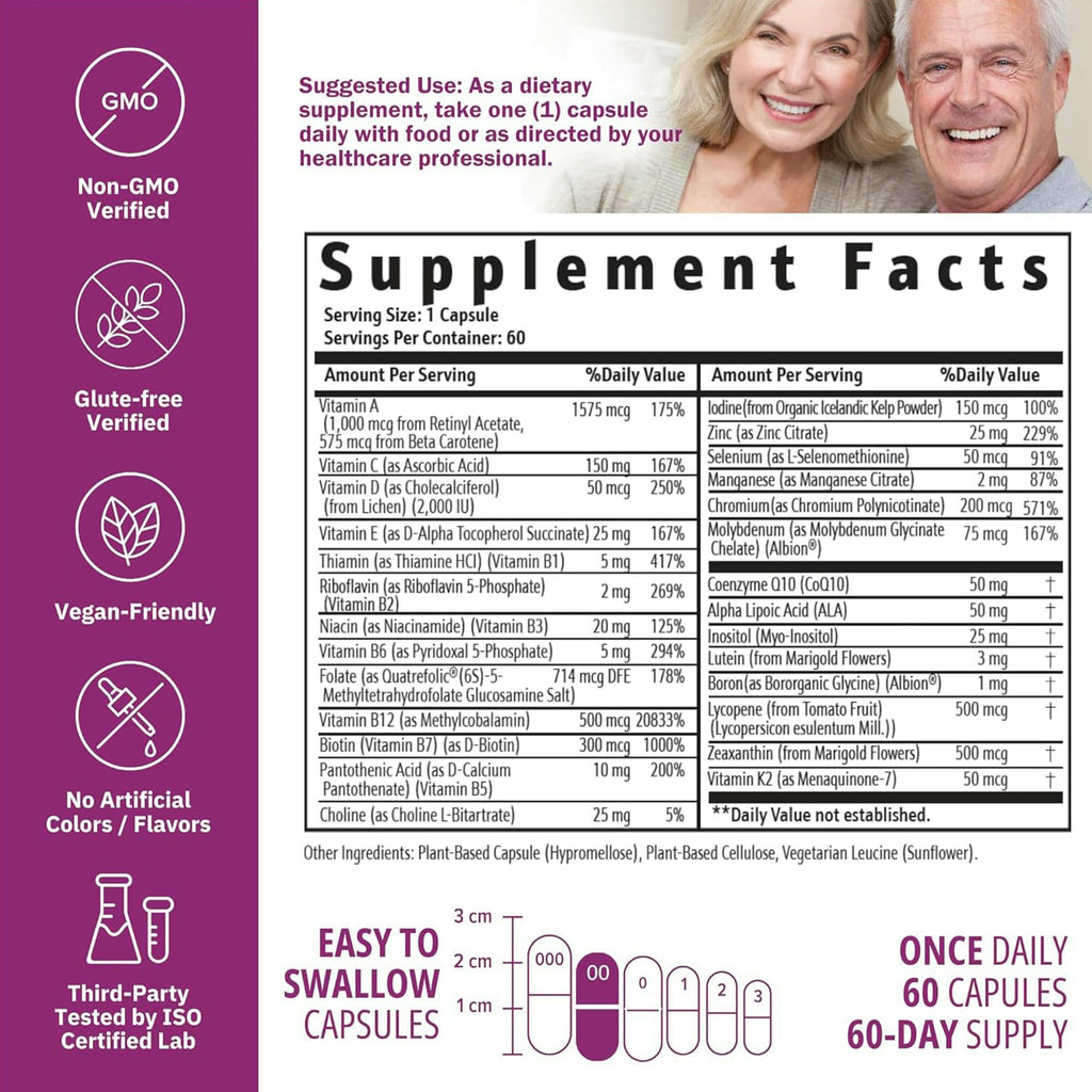 NatureGenX Just One Daily Methylated Multivitamin – 60 Vegan Capsules, USA-Made, Iron-Free
