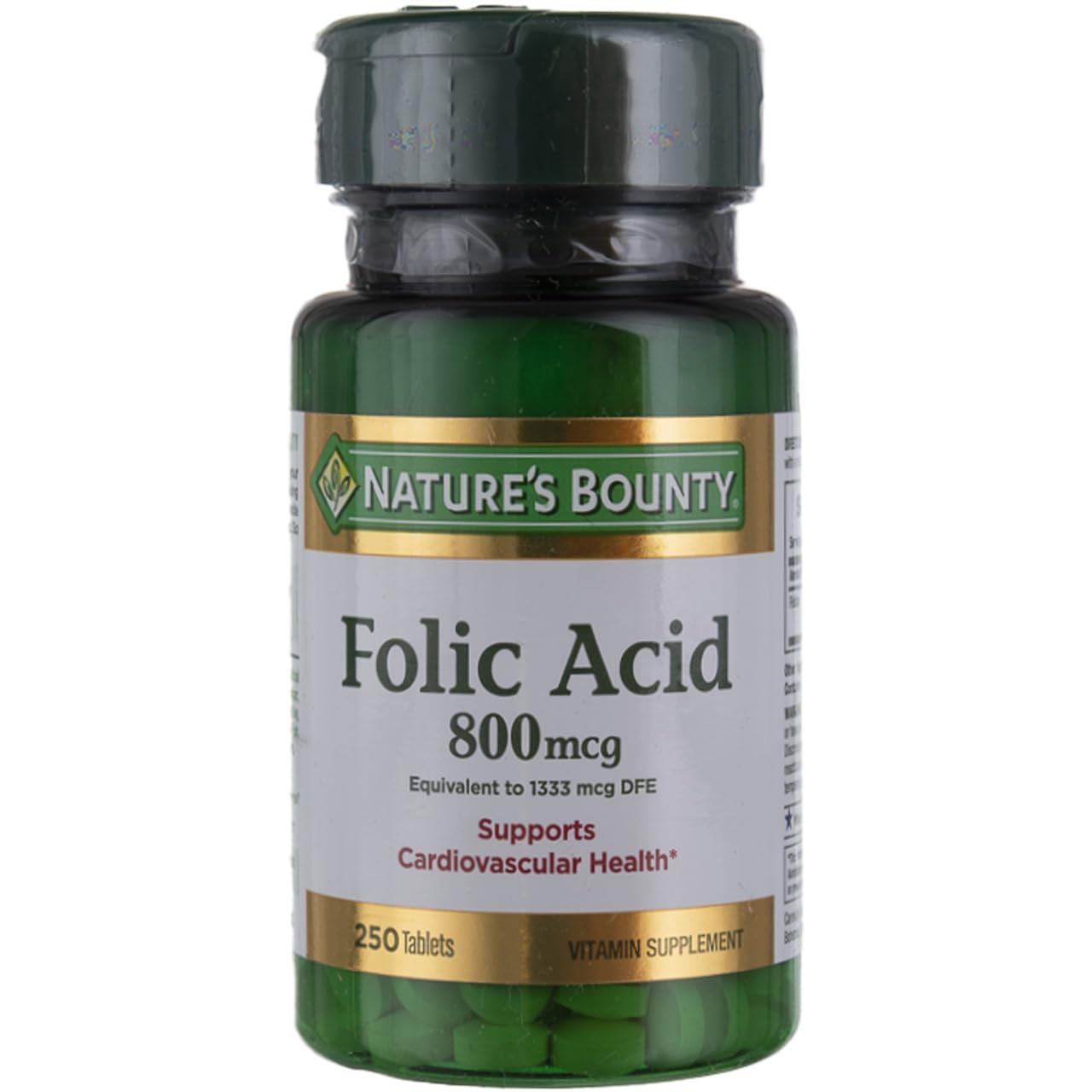 Nature's Bounty Folic Acid 800 mcg Tablets, 250 ct