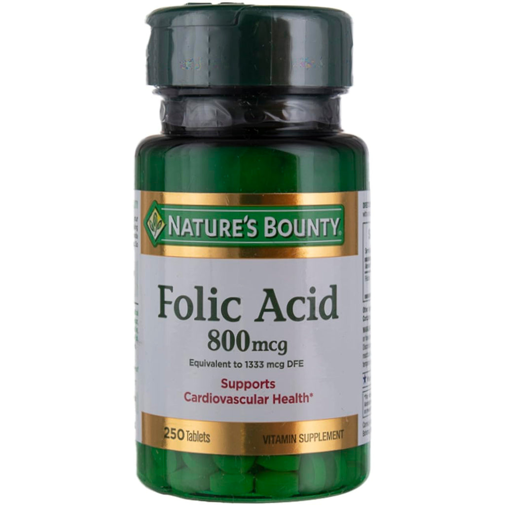 Nature's Bounty Folic Acid Supplement 800mcg – Multi, No Flavour – Supports Cardiovascular Health | 750 Count, Pack of 3