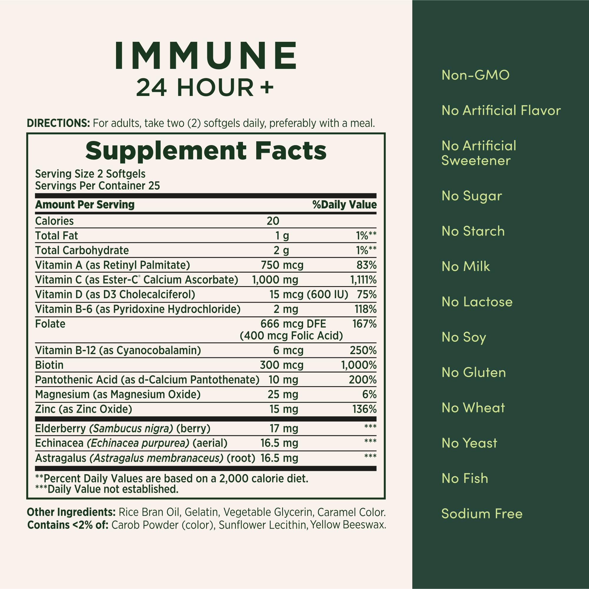 Nature's Bounty Immune 24 Hour Plus Ester-C Vitamin C 1000 mg, D & Zinc - 50 Count