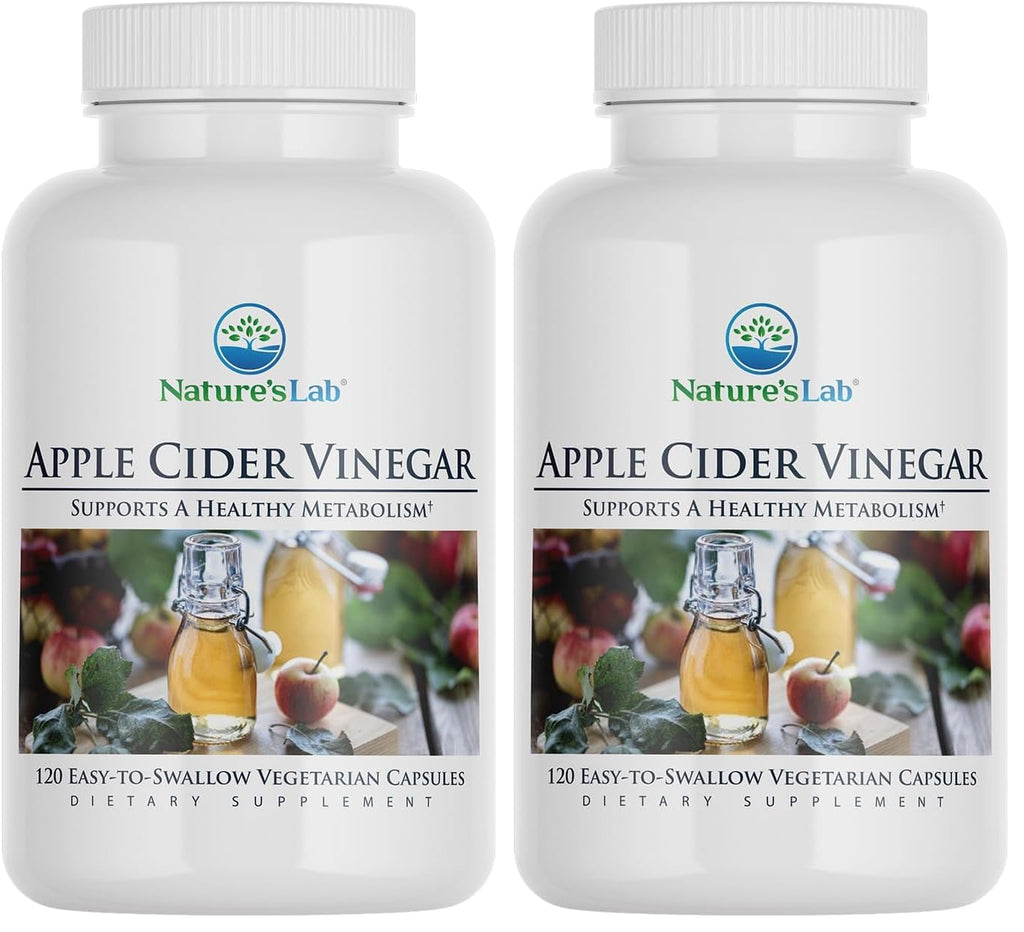 Nature's Lab Apple Cider Vinegar 1200mg with Chromium – 120 Capsules (Pack of 2)