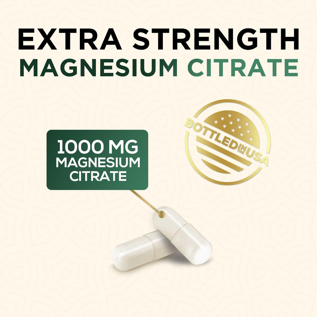 Magnesium 1000 mg Citrate - High Potency Mineral Support (Bone, Heart, Nerves & Muscles) - 240 Capsules