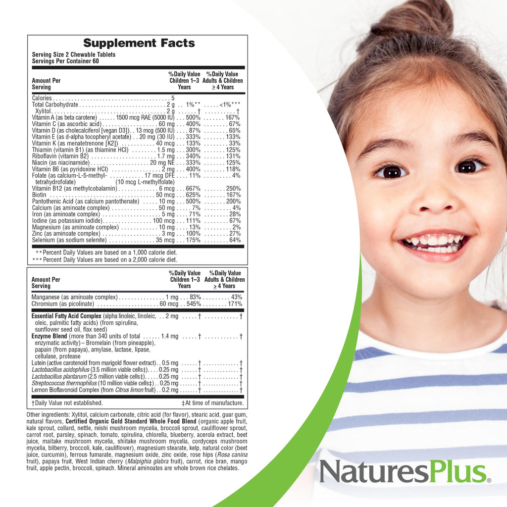 Natures Plus Animal Parade Gold Kids Multivitamin – Watermelon Chewables (120 Tablets) | Vegan & Gluten Free