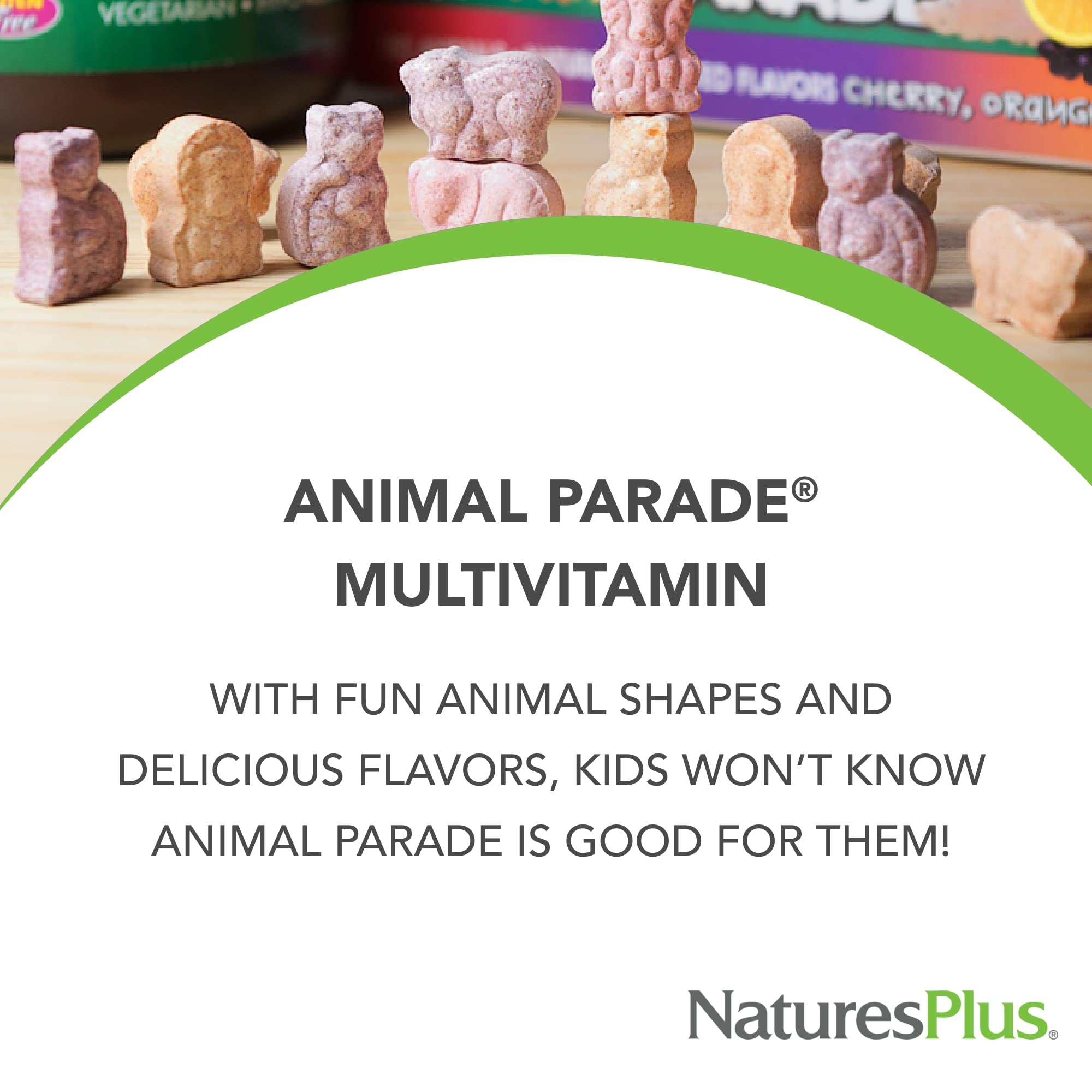 Natures Plus Animal Parade Children's Multivitamin - Vegan, Gluten Free, 180 Animal-Shaped Tablets (Pack of 2)
