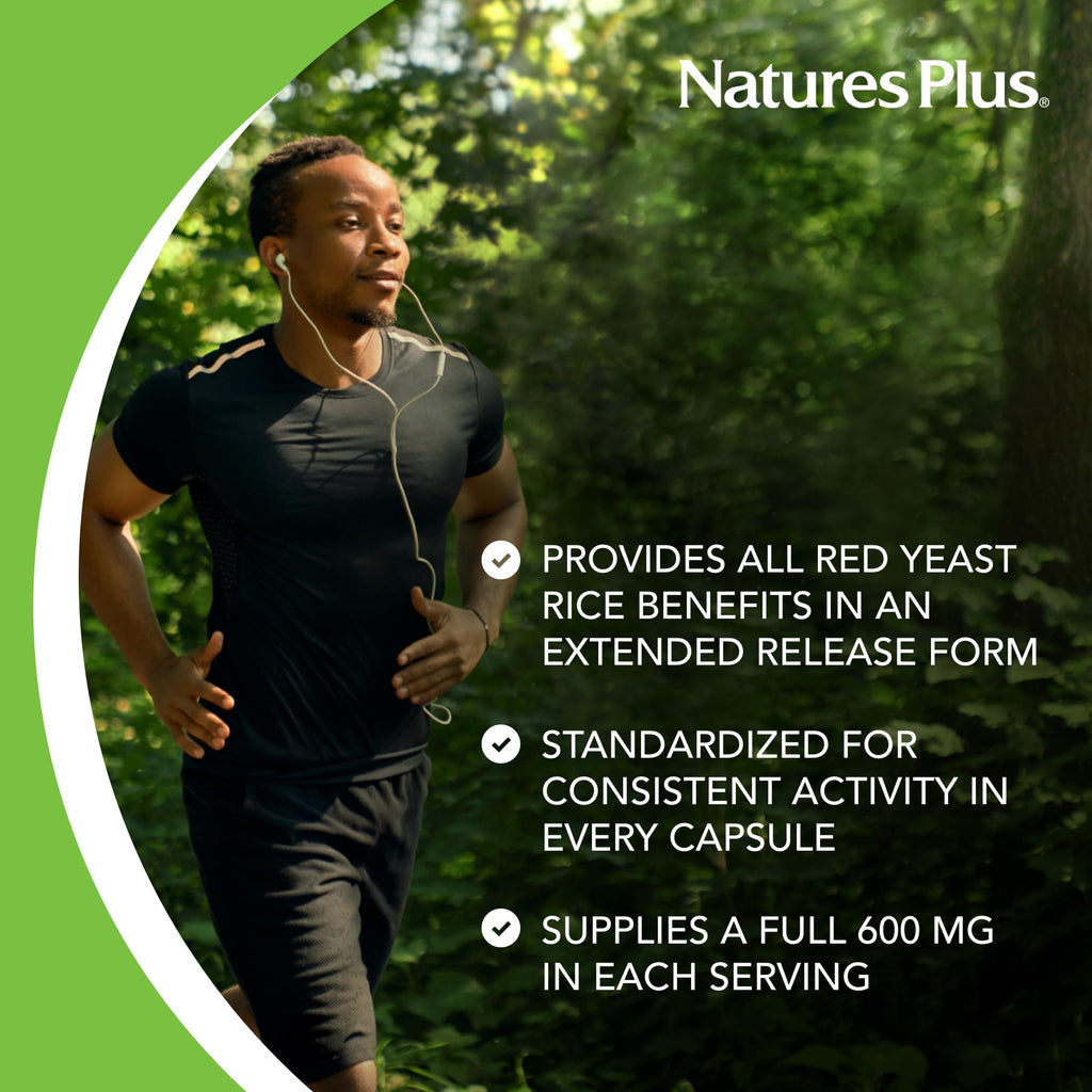 Natures Plus Herbal Actives Red Yeast Rice - 600mg Extended Release, 30 Vegan Tablets - Vegetarian, Gluten-Free