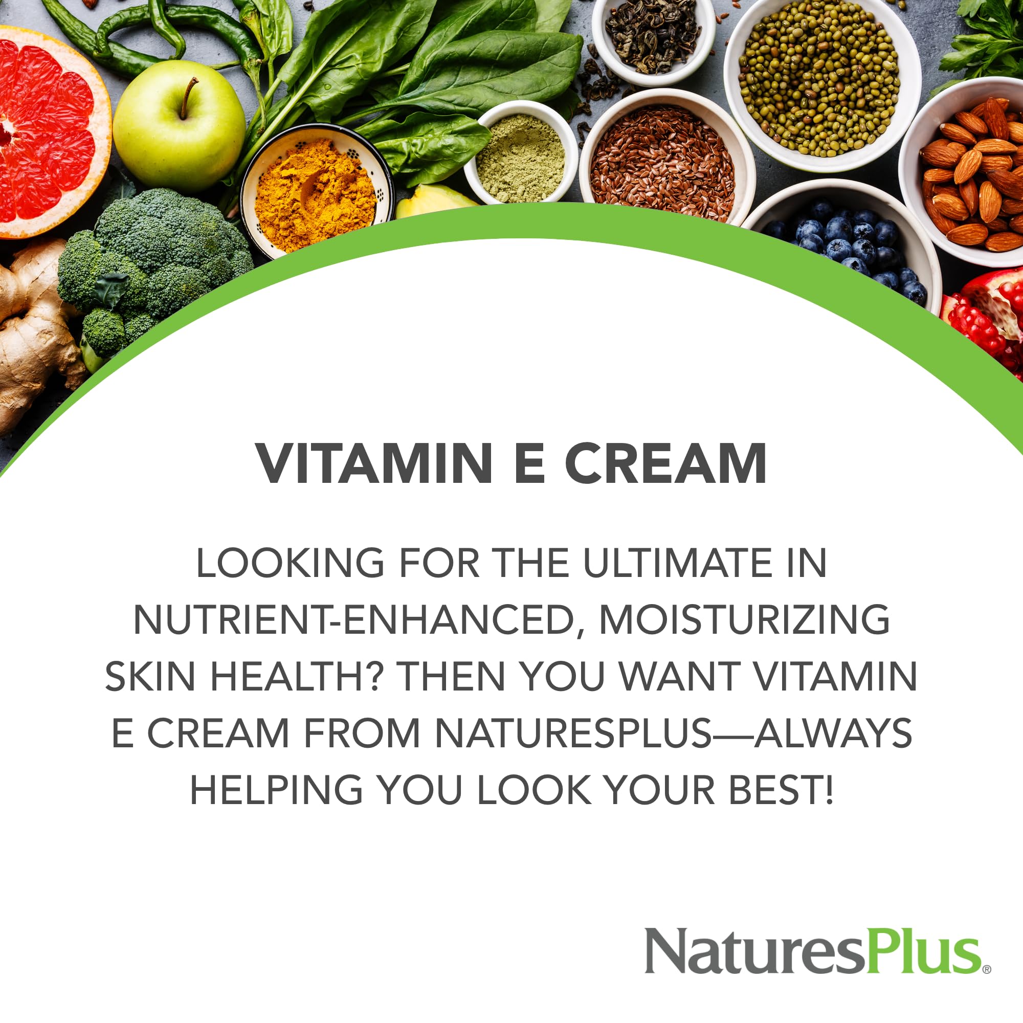 Natures Plus Vitamin E Cream – 30,000 IU, 2.2 oz | Moisturizes Dry Skin | Vegan & Paraben-Free
