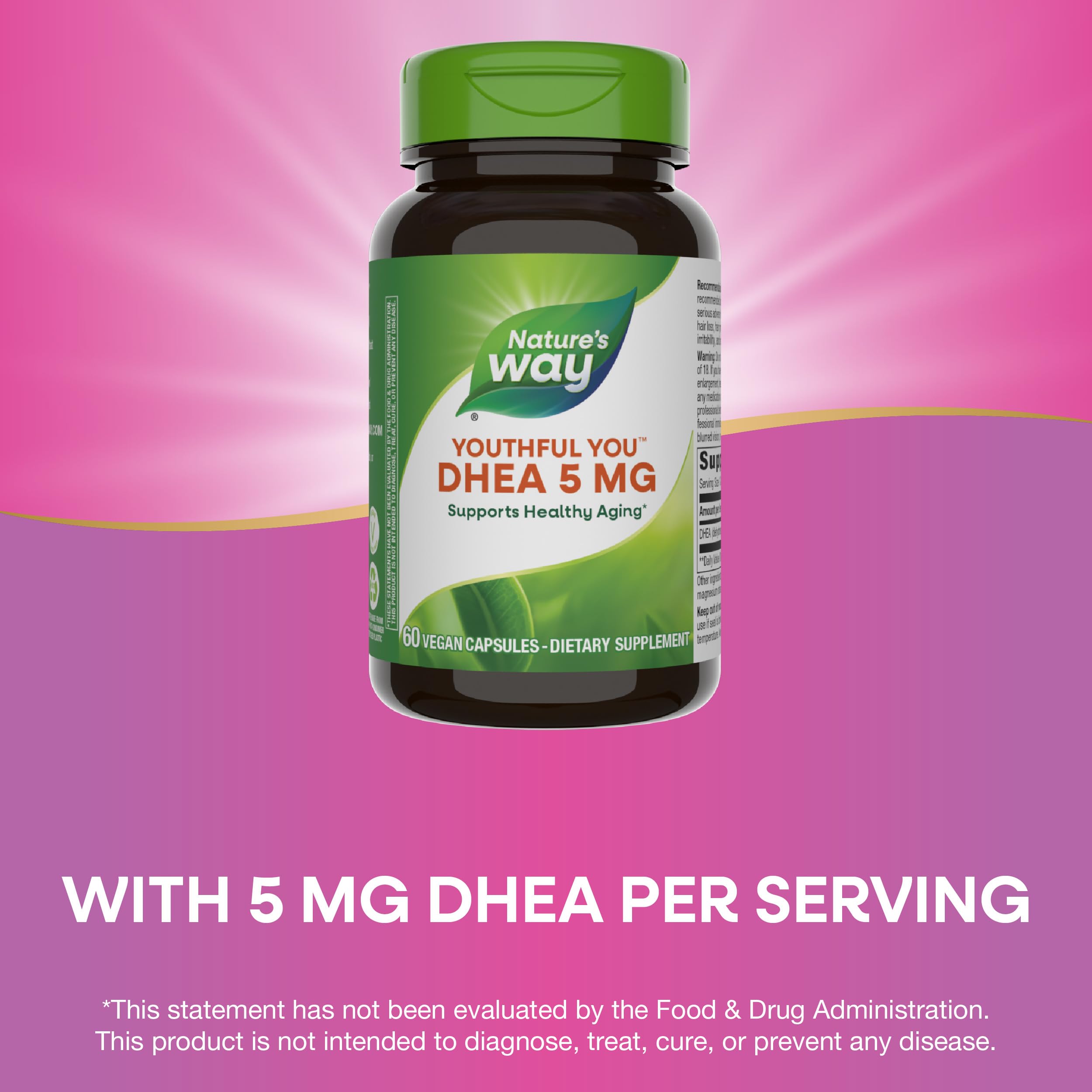 Nature's Way Youthful You DHEA 5 mg - Supports Healthy Aging & Hormone Production | 60 Vegan Capsules