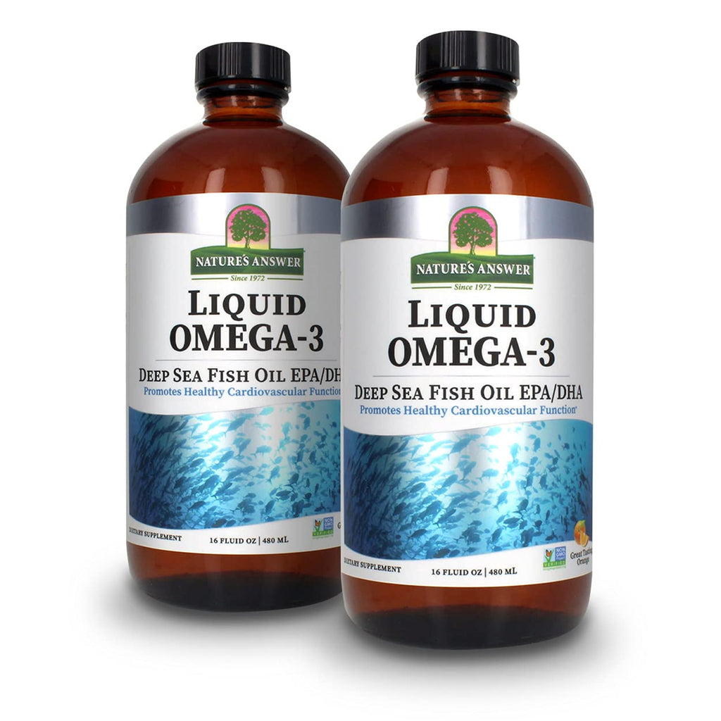 Nature's Answer Liquid Omega-3 | Deep Sea EPA/DHA Fish Oil | Gluten-Free 16oz Pack of 2