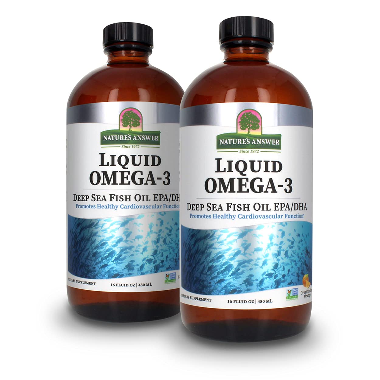 Nature's Answer Liquid Omega-3 | Deep Sea EPA/DHA Fish Oil | Gluten-Free 16oz Pack of 2