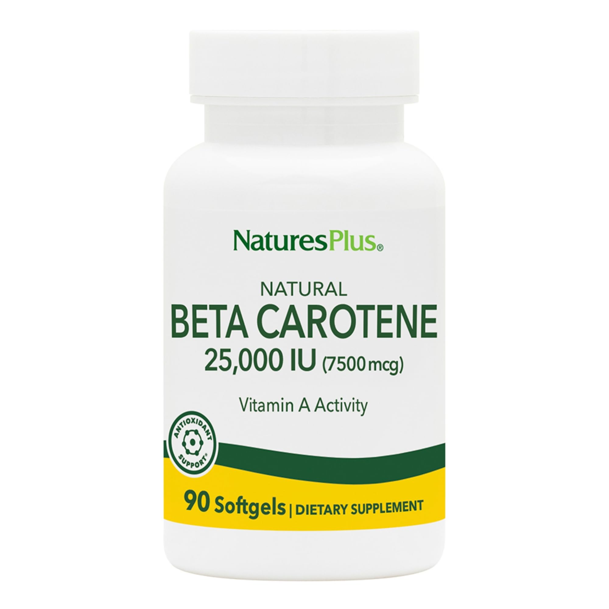 Natures Plus Beta Carotene 25,000 IU – Eye Health 90 Softgels (Gluten-Free)