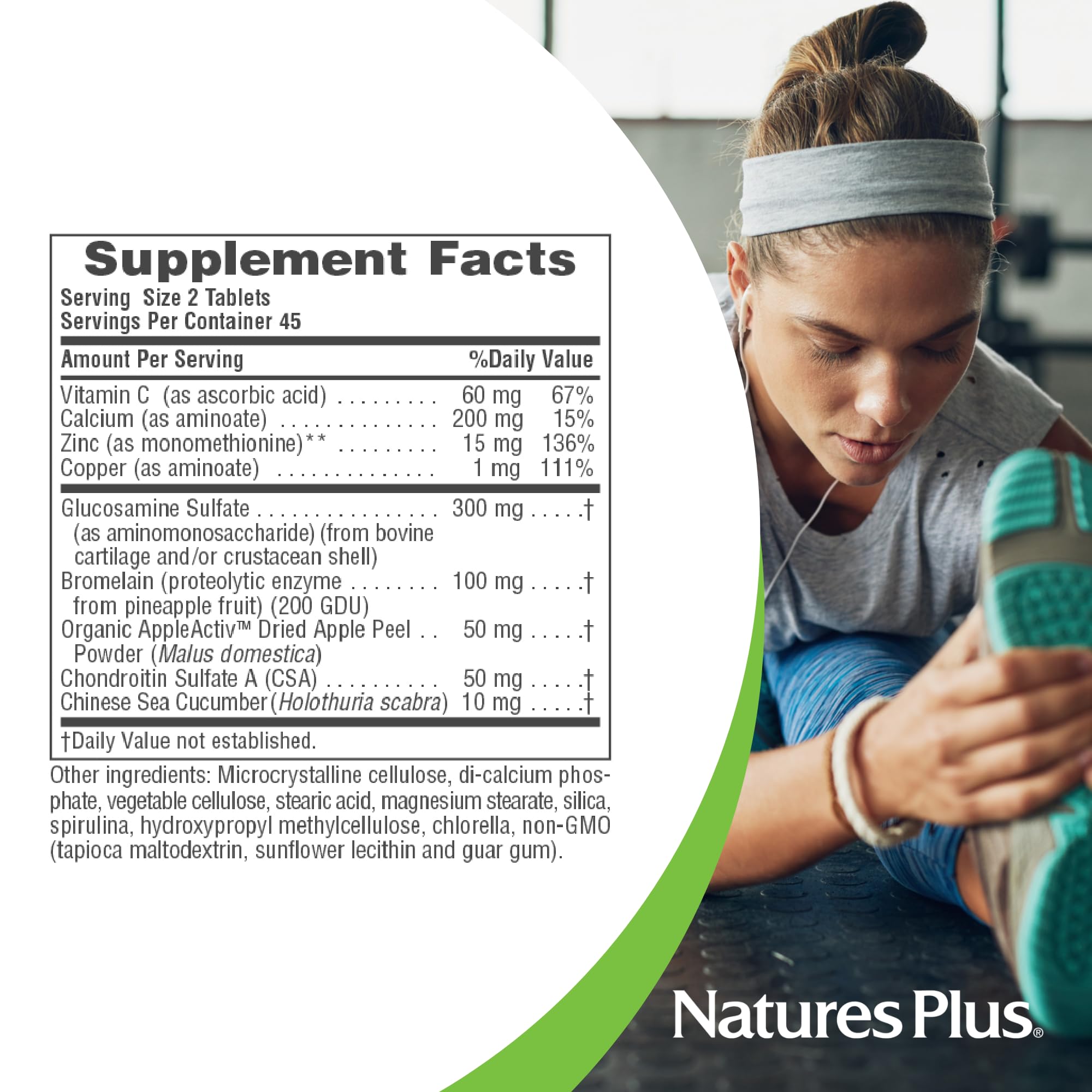 Natures Plus Connect-All - 300 mg Glucosamine Sulfate, 90 Tablets - Gluten-Free - 45 Servings