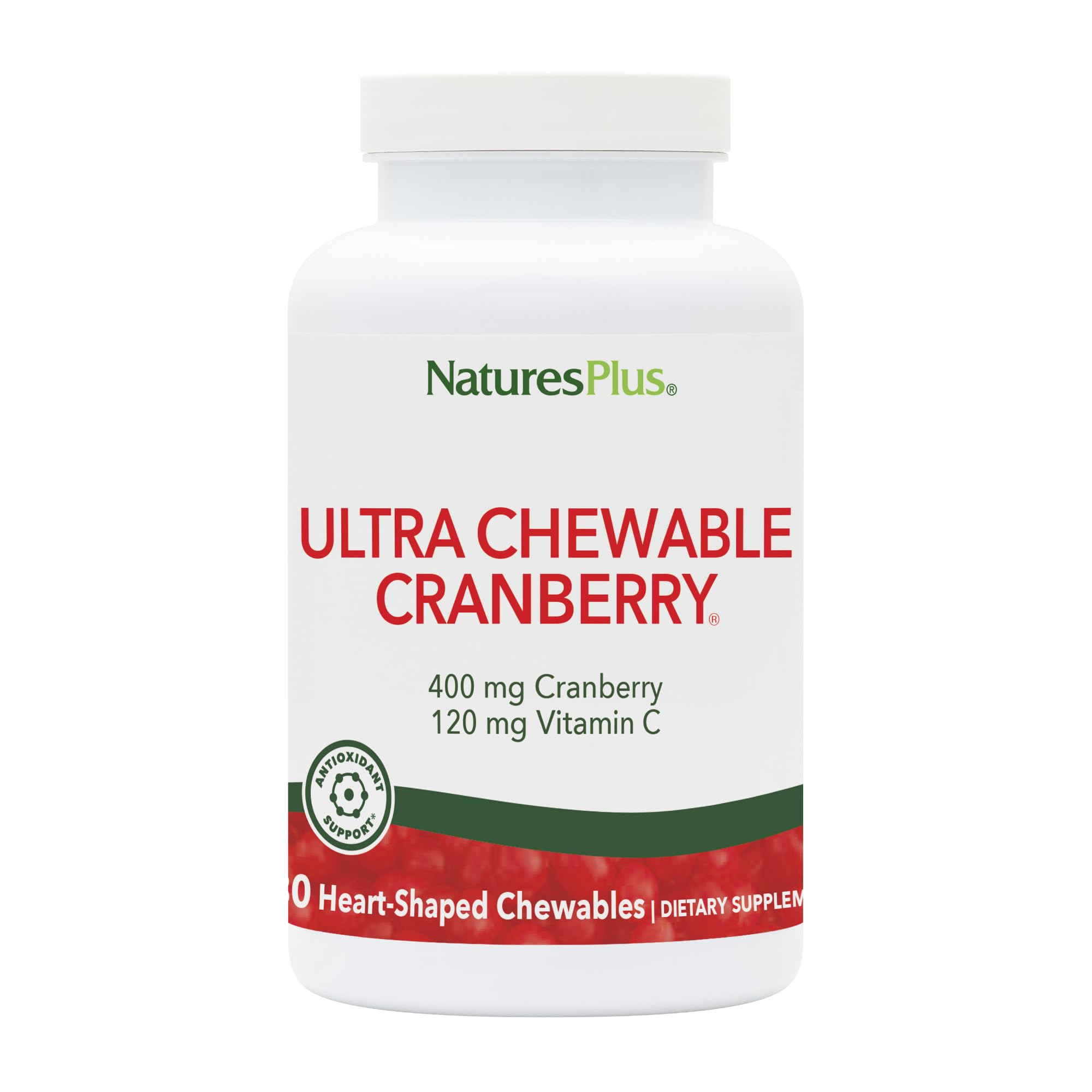 Natures Plus Ultra Chewable Cranberry Love Berries - 400 mg Cranberry + 120 mg Vitamin C, 180 Vegetarian Tablets | 90 Servings | Non-GMO & Gluten-Free