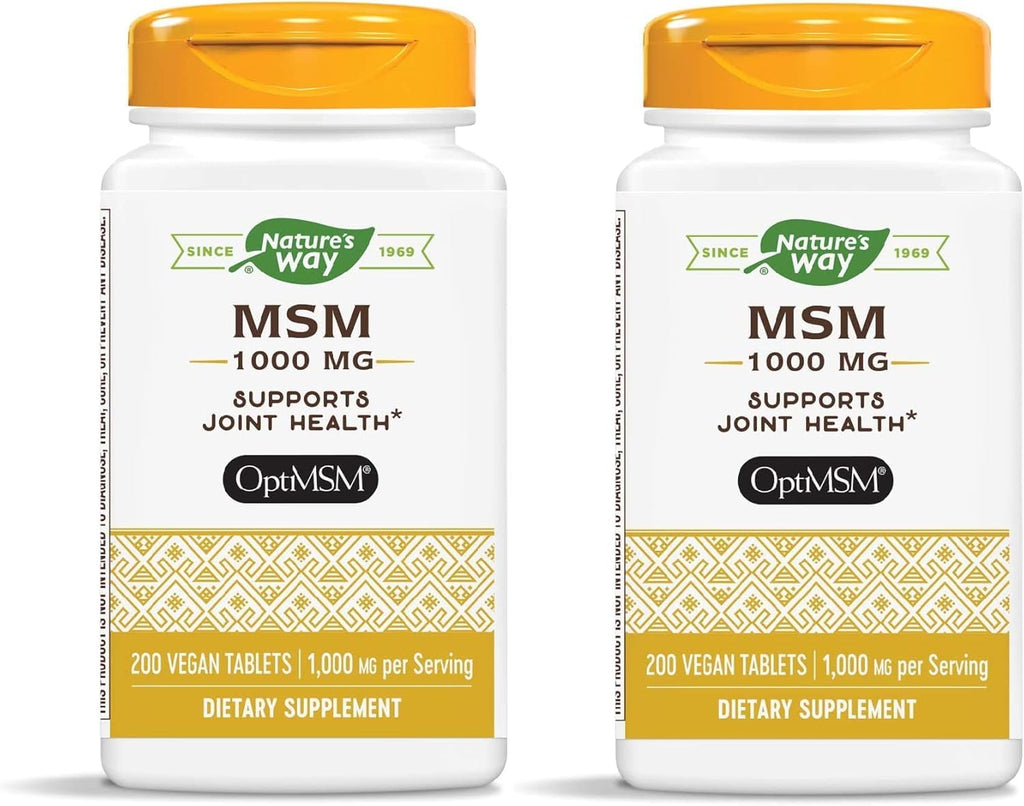Nature's Way MSM 1000 mg – Joint Health Supplement* (Gluten-Free & Vegan) | 200 Tablets Pack of 2