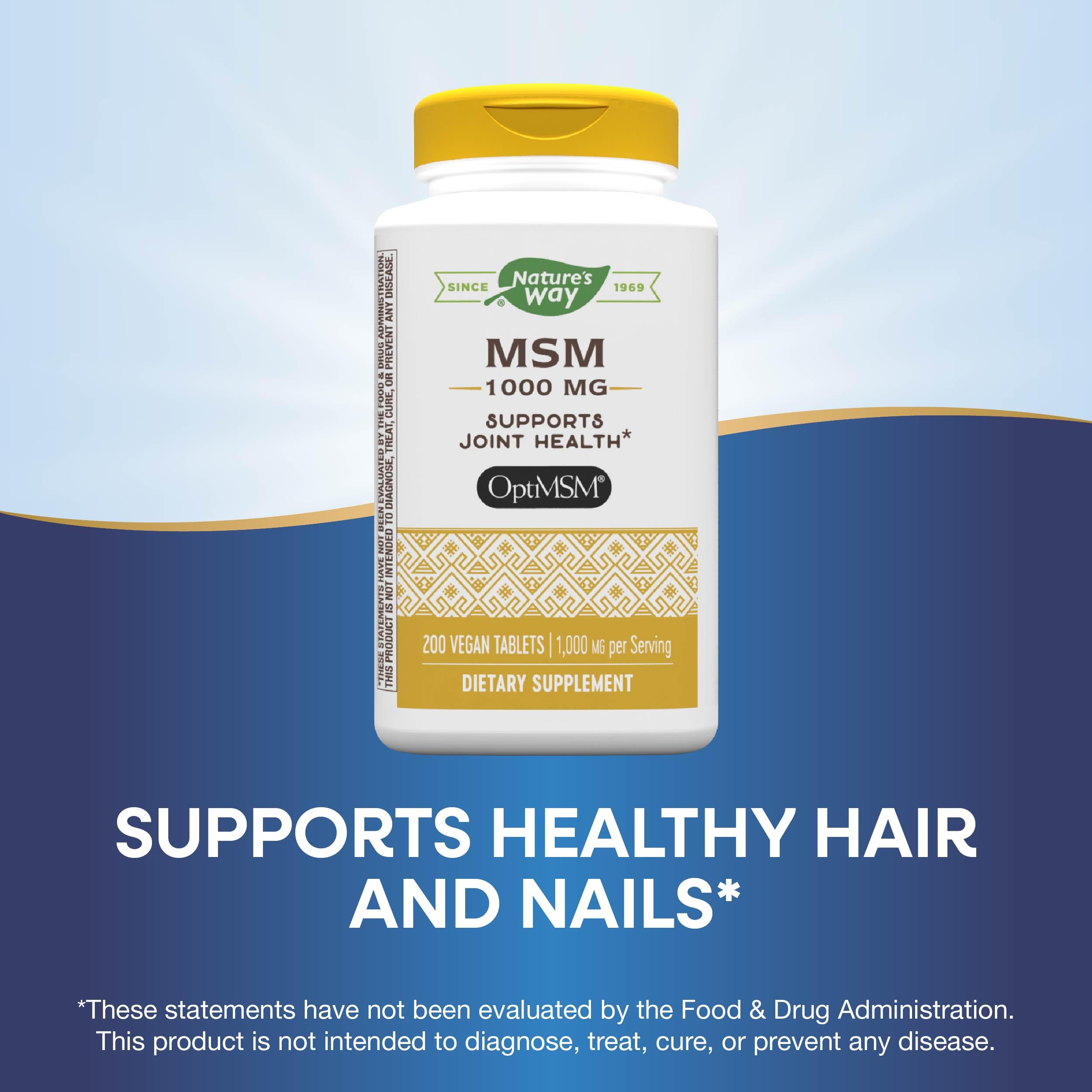 Nature's Way MSM 1000 mg – Joint Health Supplement* (Gluten-Free & Vegan) | 200 Tablets Pack of 2