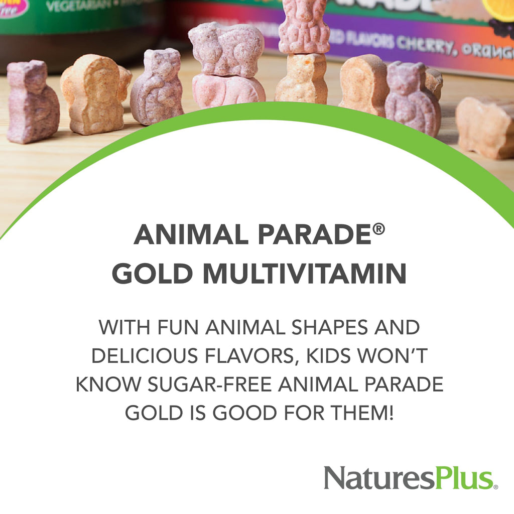 NaturesPlus Animal Parade Gold Kids Multivitamin – Vegan, Gluten Free, 180 Servings