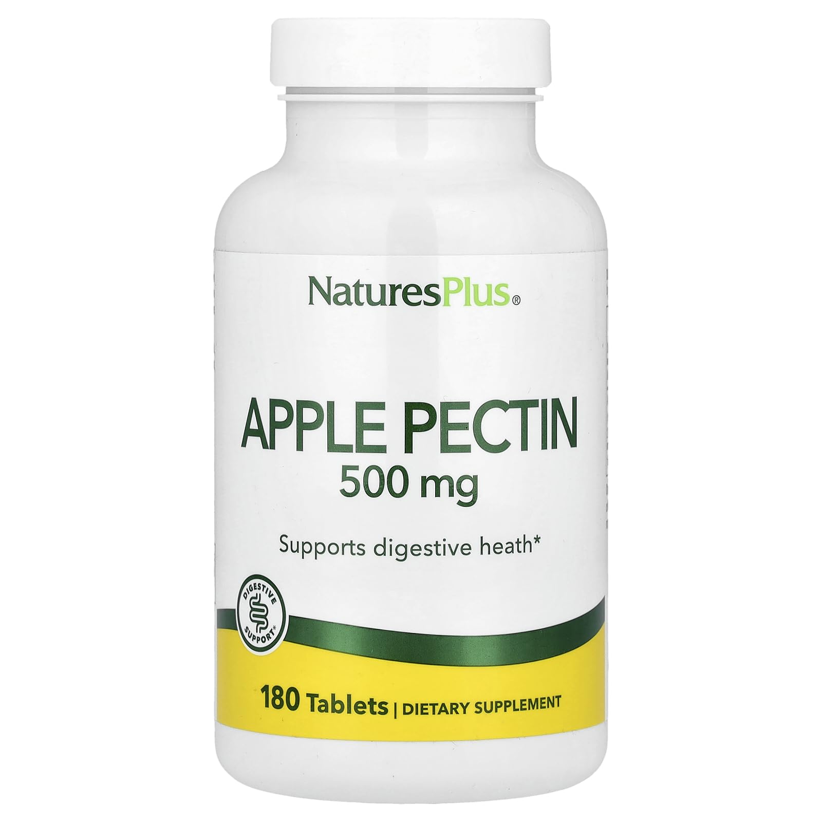 NaturesPlus Apple Pectin 500 mg | 180 Tablets – Natural Fiber Supplement | Vegetarian, Gluten Free