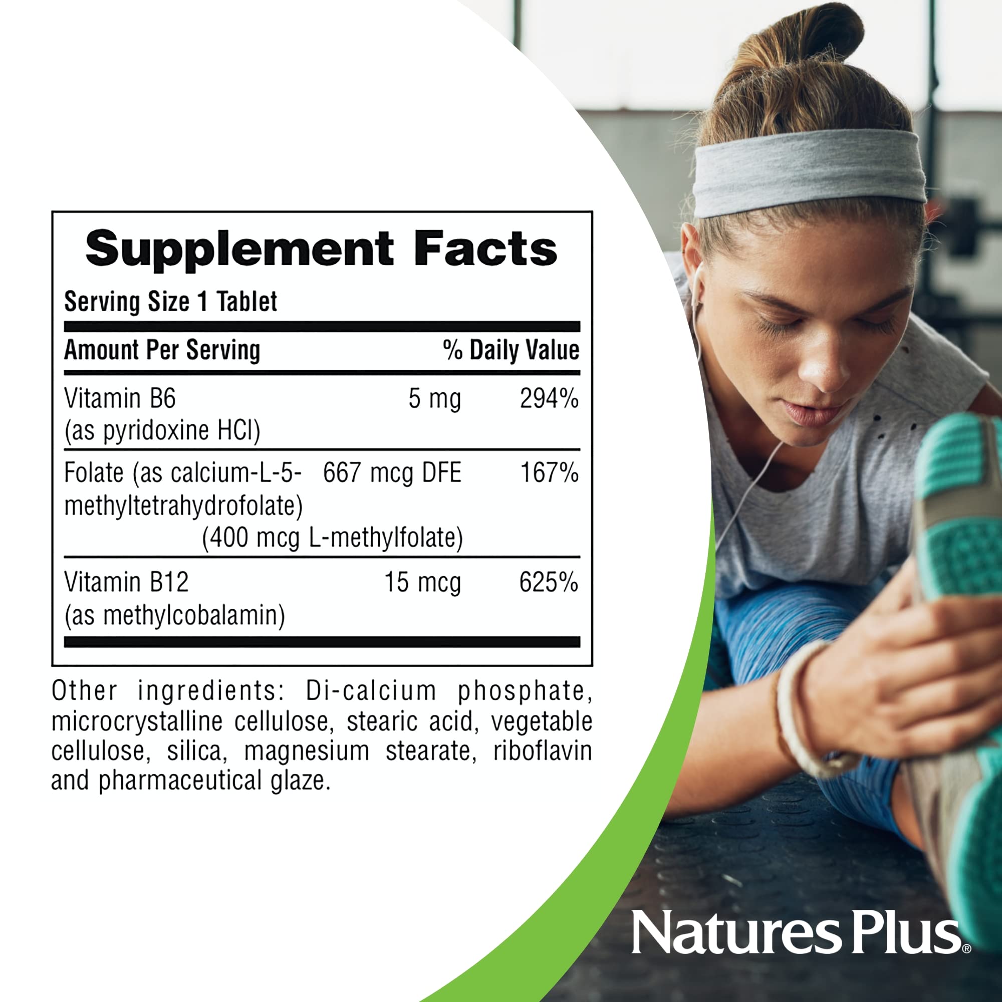 NaturesPlus Folic Acid Hearts (Methylfolate) - 400 mcg, 90 Vegetarian Tablets | B6 & B12 (Methylcobalamin) | Gluten-Free | 90 Servings