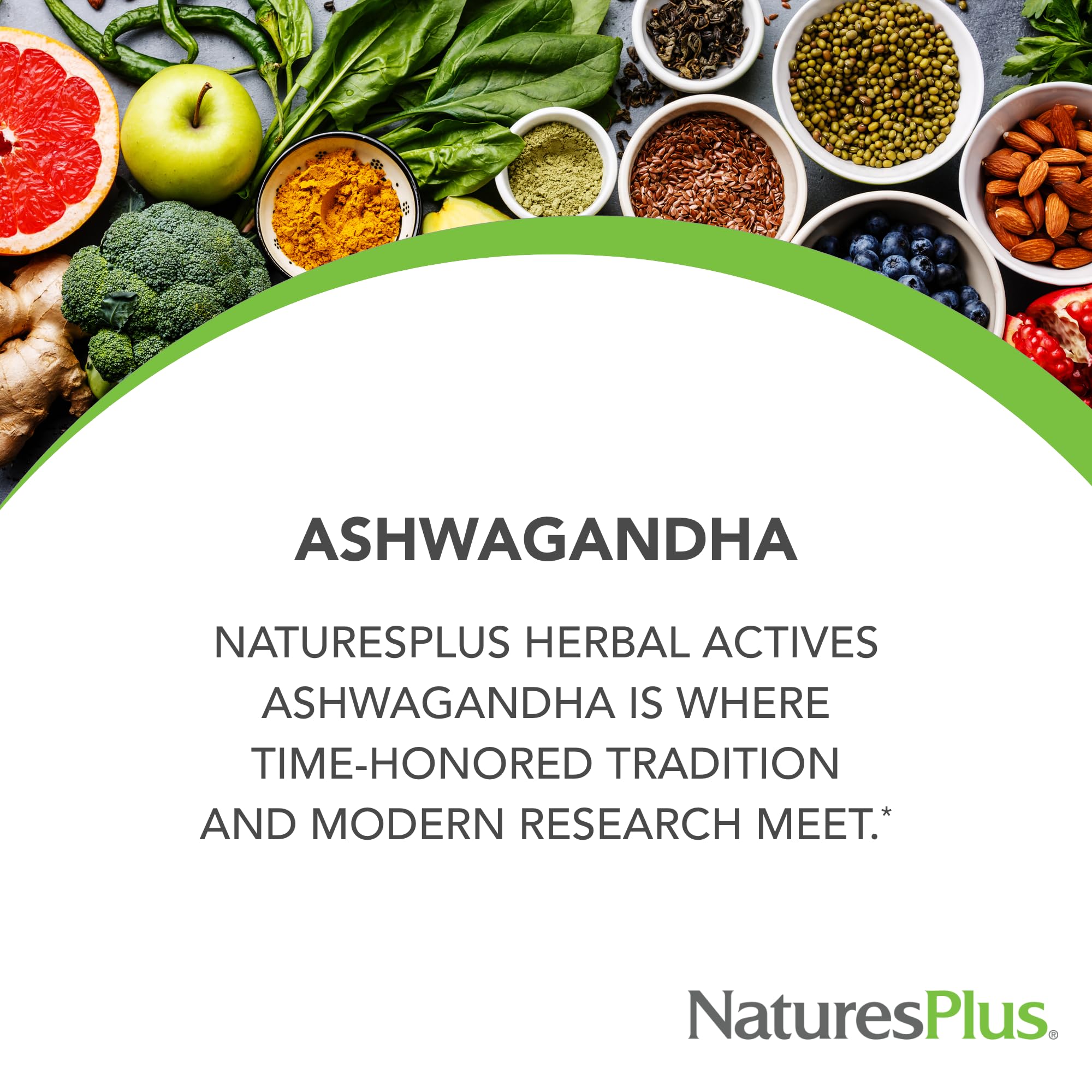 NaturesPlus Herbal Actives Ashwagandha 450 mg – 60 Vegetarian Capsules | Prescription Quality, Gluten Free