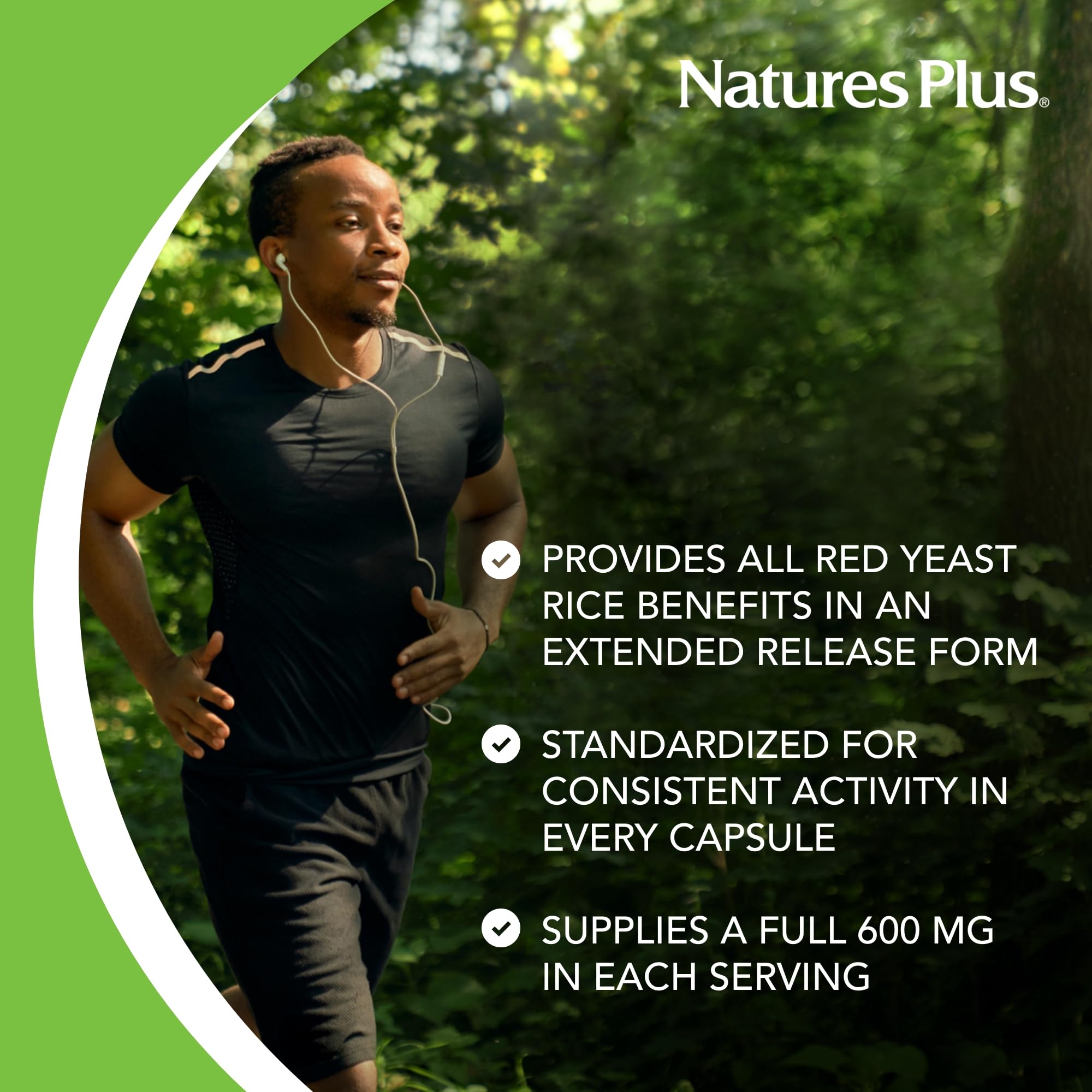 NaturesPlus Herbal Actives Red Yeast Rice, Extended Release 600mg — 60 Vegan Tablets | Cholesterol Support