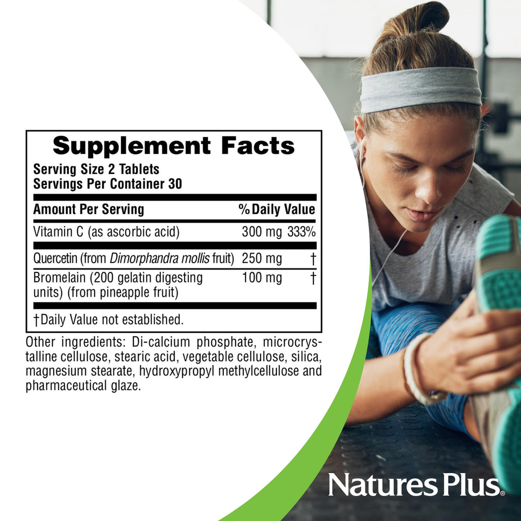 NaturesPlus Quercetin Plus with Vitamin C & Bromelain - 650 mg | 60 Vegetarian Tablets | Gluten-Free