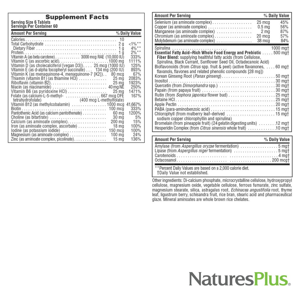 NaturesPlus Source of Life 360 Mini-Tabs – Multivitamin & Mineral, Gluten Free, Vegetarian | 120 Servings