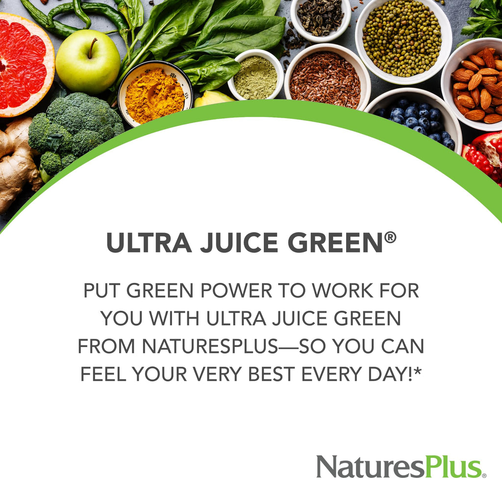 NaturesPlus Ultra Juice Green - 90 Bi-Layered Tablets Pack of 2 for Immune Health, Digestion & Energy Production | Organic, Non-GMO, Vegan, Gluten Free
