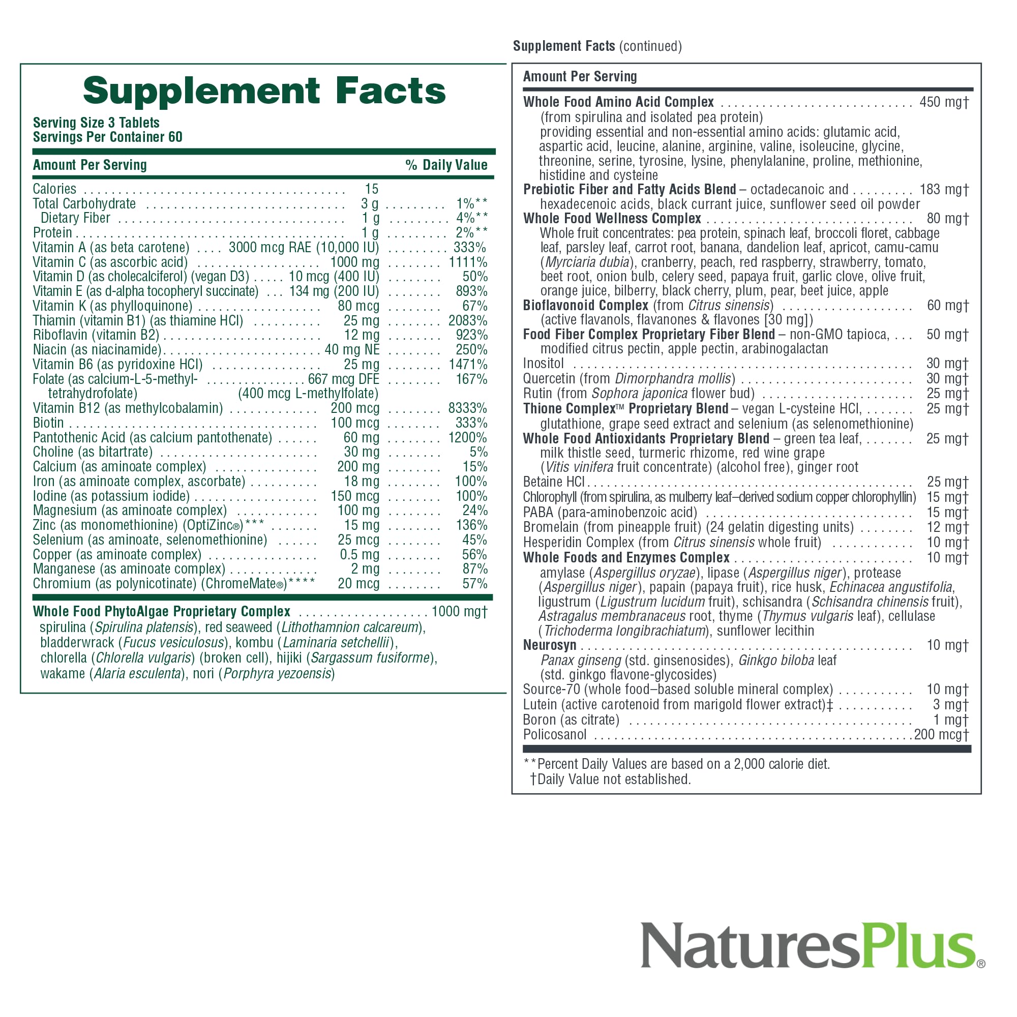 NaturesPlus Ultra Source of Life Multivitamin – 180 Tablets | Immune Support, Energy & Well-Being