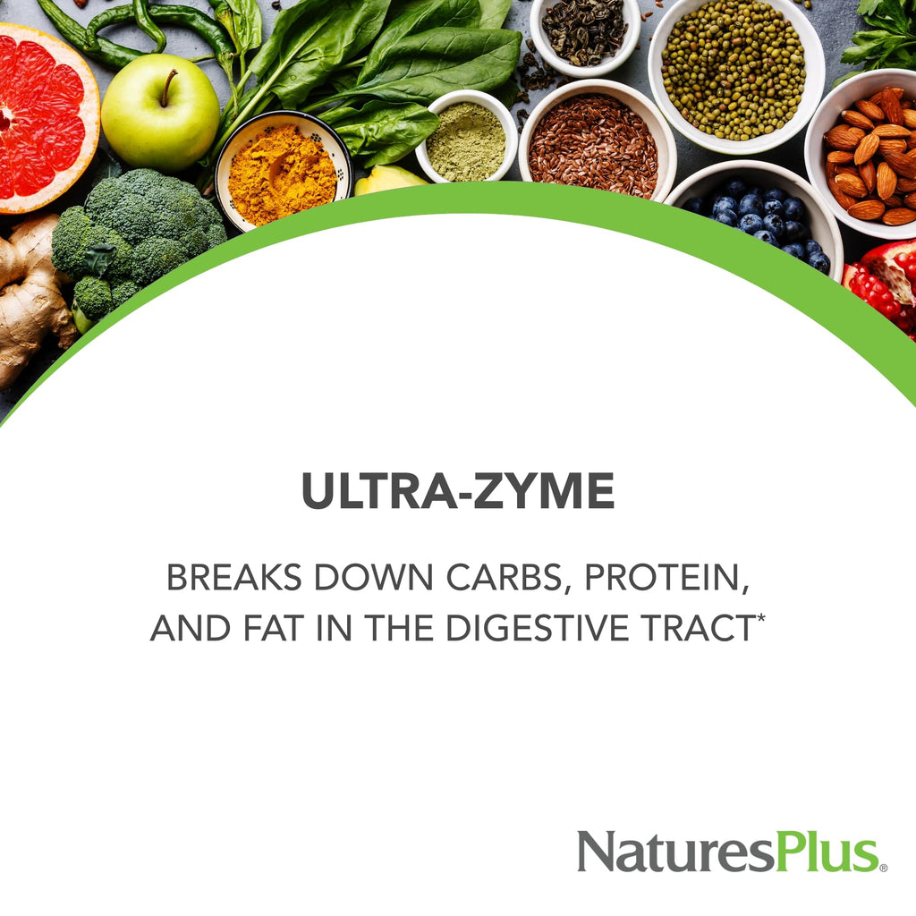 NaturesPlus Ultra-Zyme - 90 Tablets | Enzyme Supplement for Healthy Digestion | Gluten Free | 45 Servings