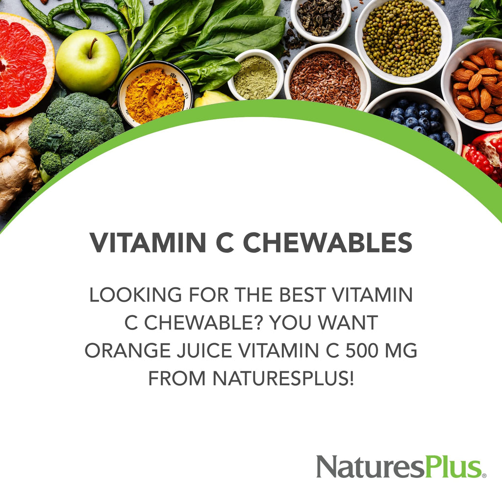 NaturesPlus Vitamin C 500 mg Chewable (180 Tablets) | Immune Support