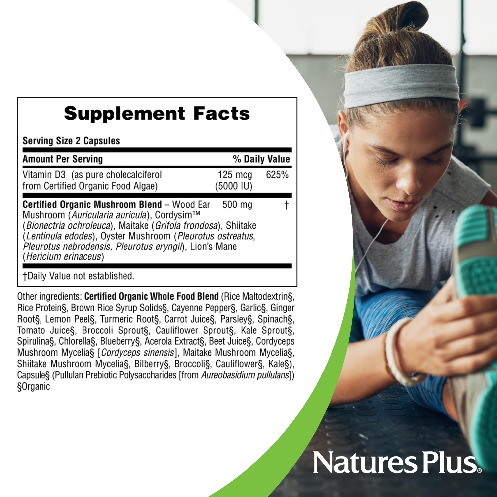 NaturesPlus Source of Life Garden Vitamin D3 5000 IU – 60 Vegan Capsules | Organic Plant-Based, Gluten-Free