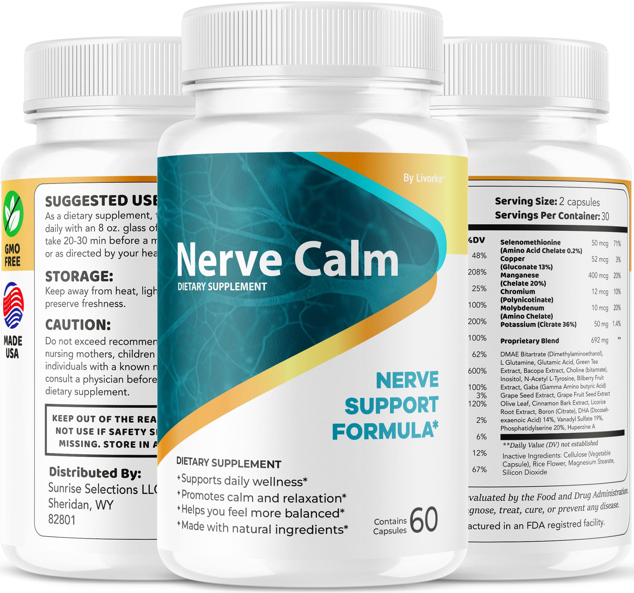 (3 Pack) Nerve Calm Capsules – Official NerveCalm Premium Formula, 90 Capsules