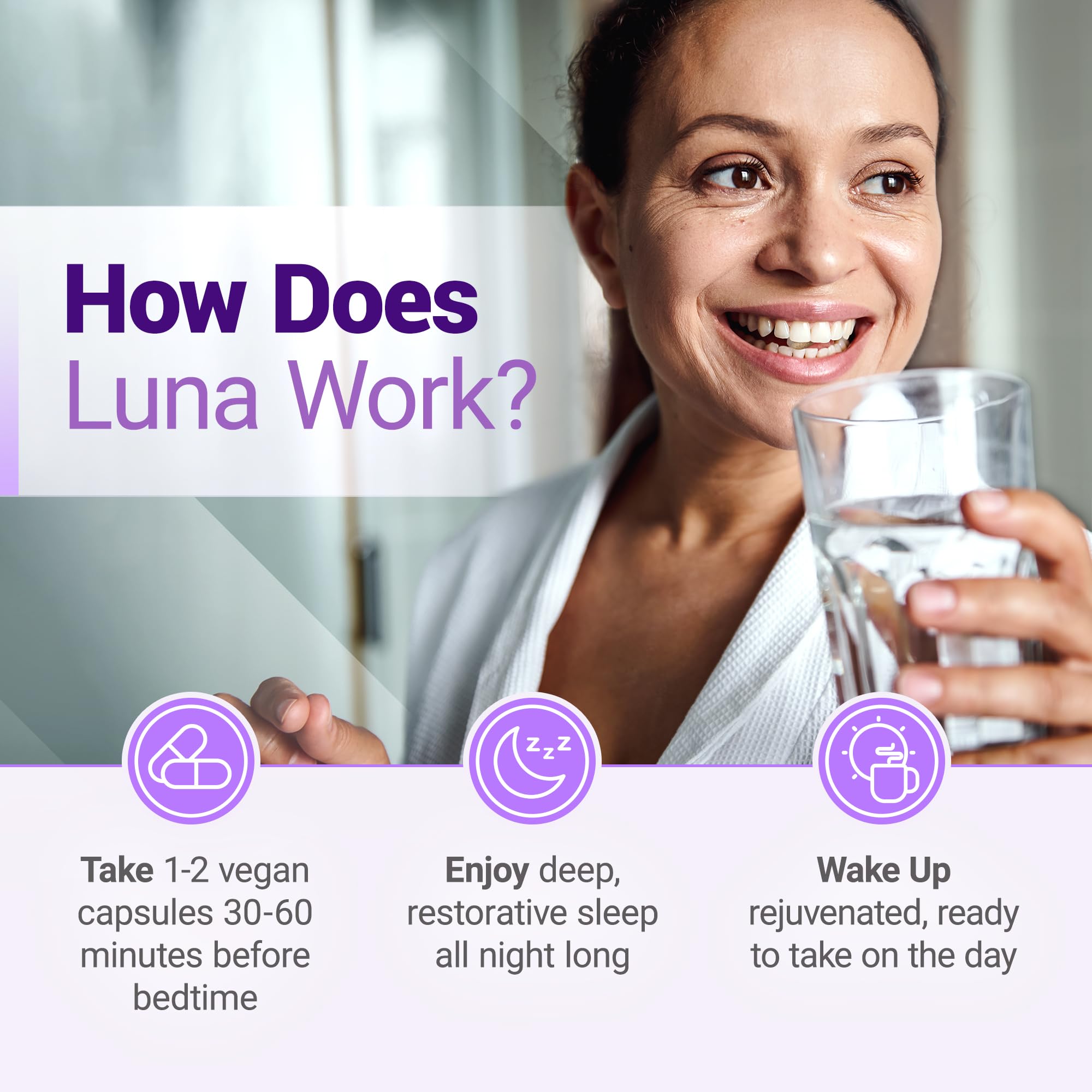 Nested Naturals Luna Sleep Aid – Natural, Non-Habit Forming Sleep Support for Adults | 120 Vegan Capsules