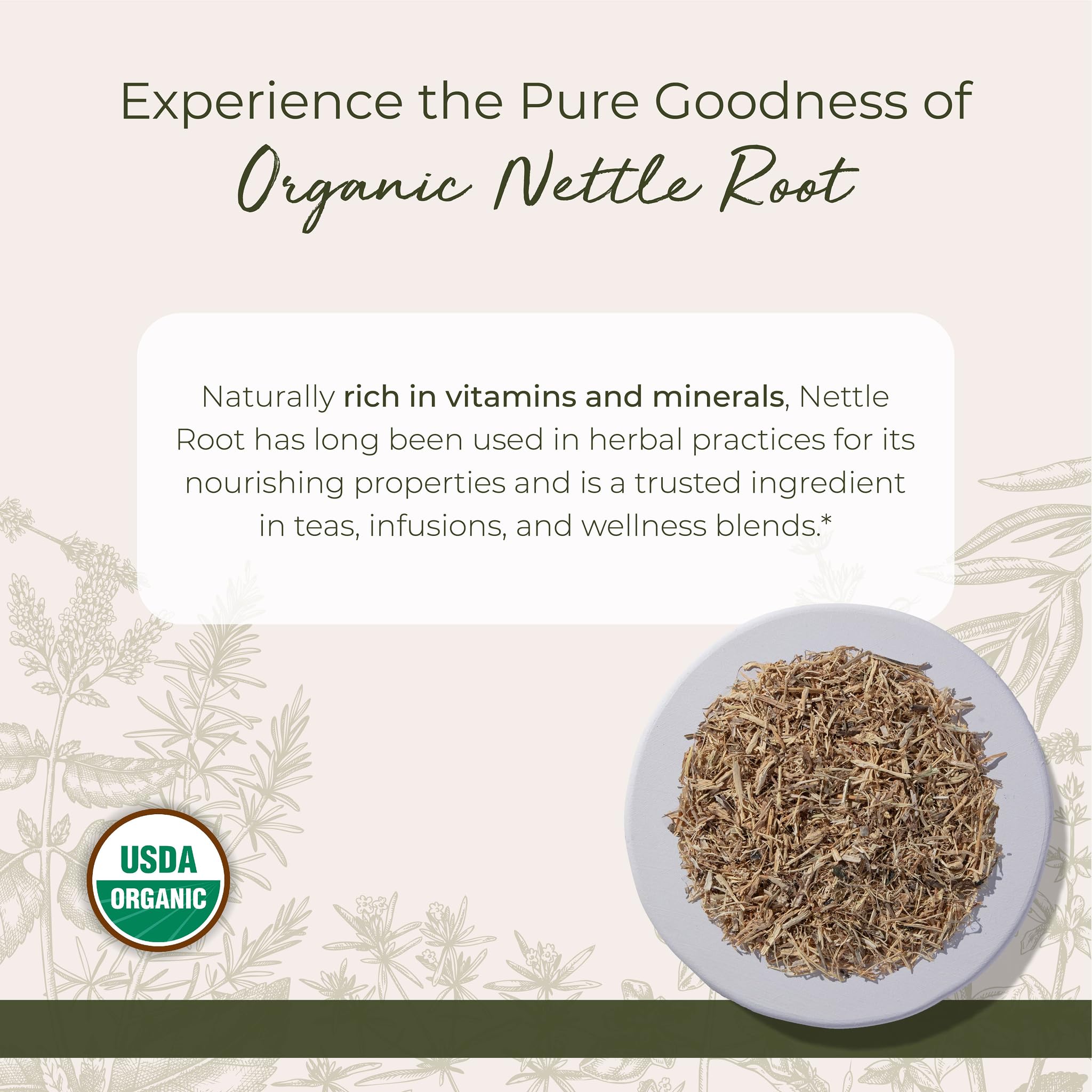 Starwest Botanicals Nettle Root Organic - Dried Stinging Nettle Root, 4 oz Kosher Non-GMO