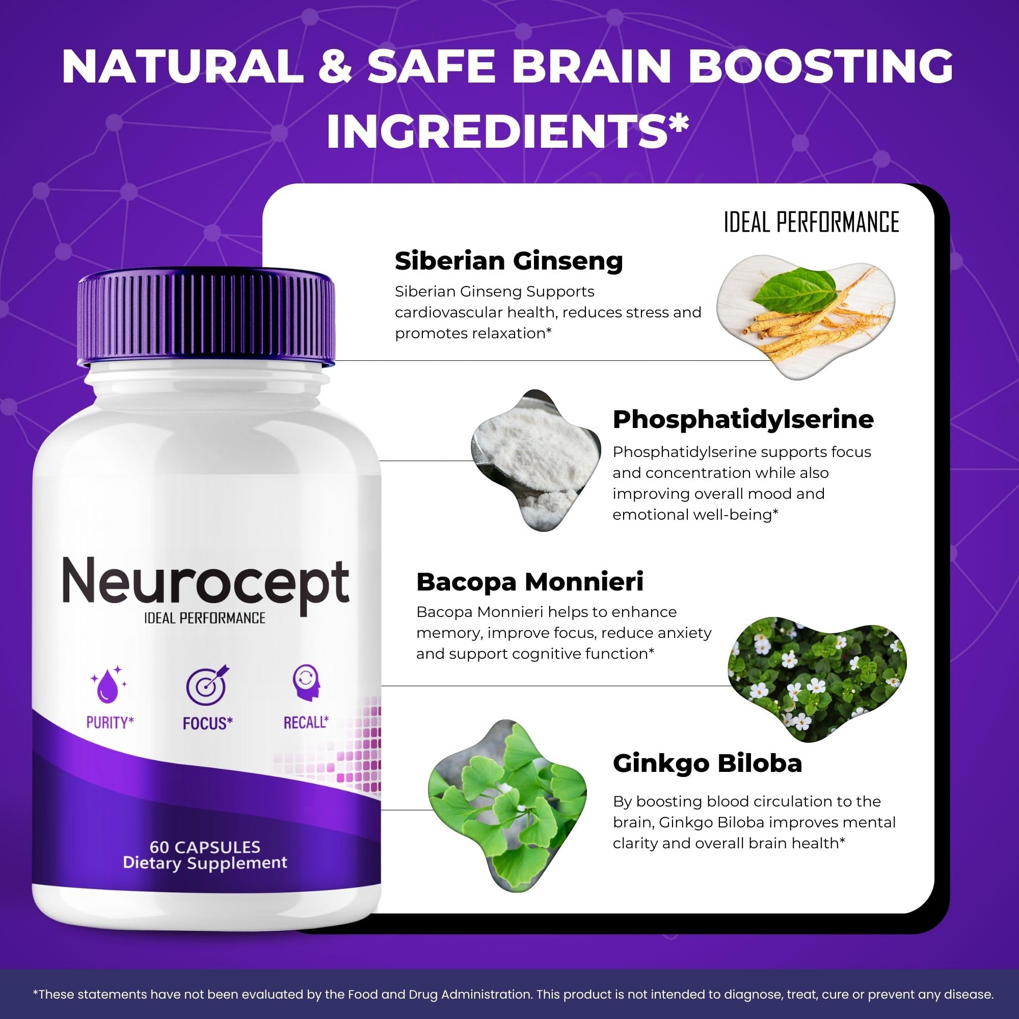 Neurocept Supplement – Brain Health Nootropics Pills (3 Pack)