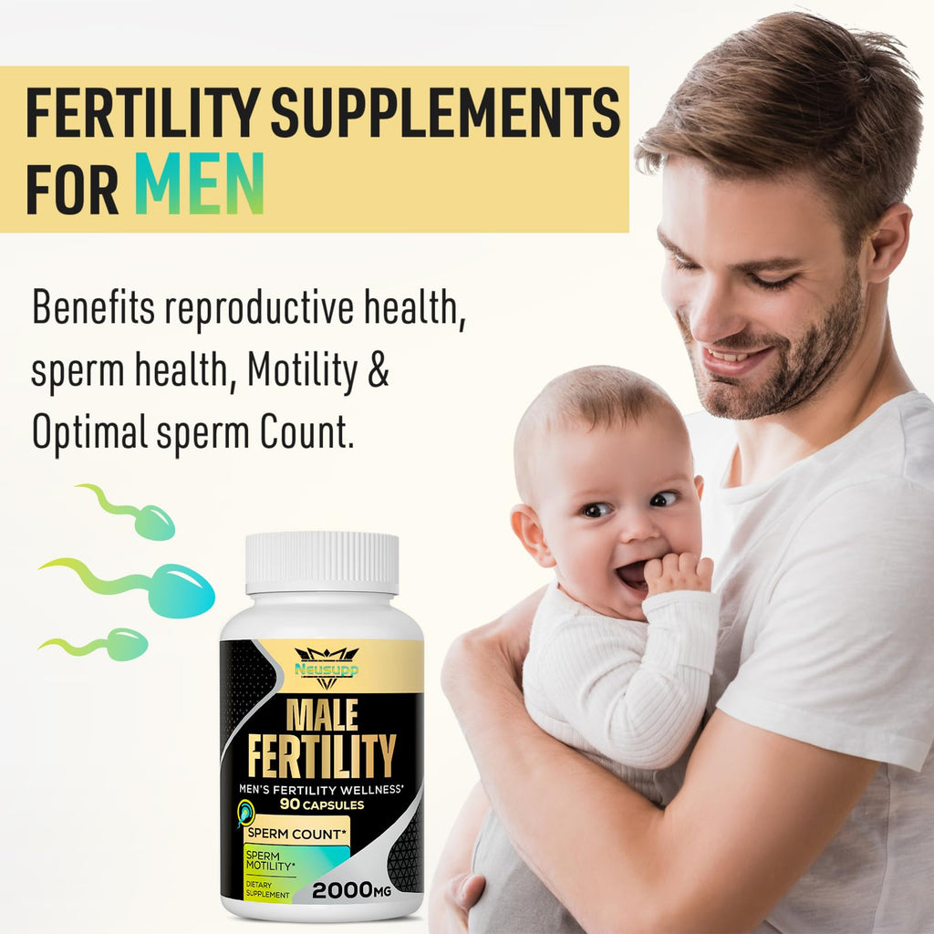 Neusupp Male Fertility Supplements – Maca, Zinc & Folate for Sperm Quality (Pack of 4)