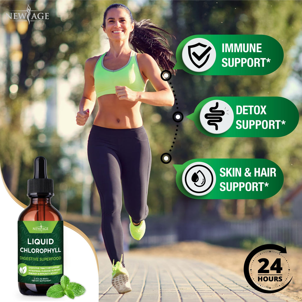 NEW AGE Chlorophyll Liquid Drops – Energy, Digestion & Immune Support (2 fl oz)