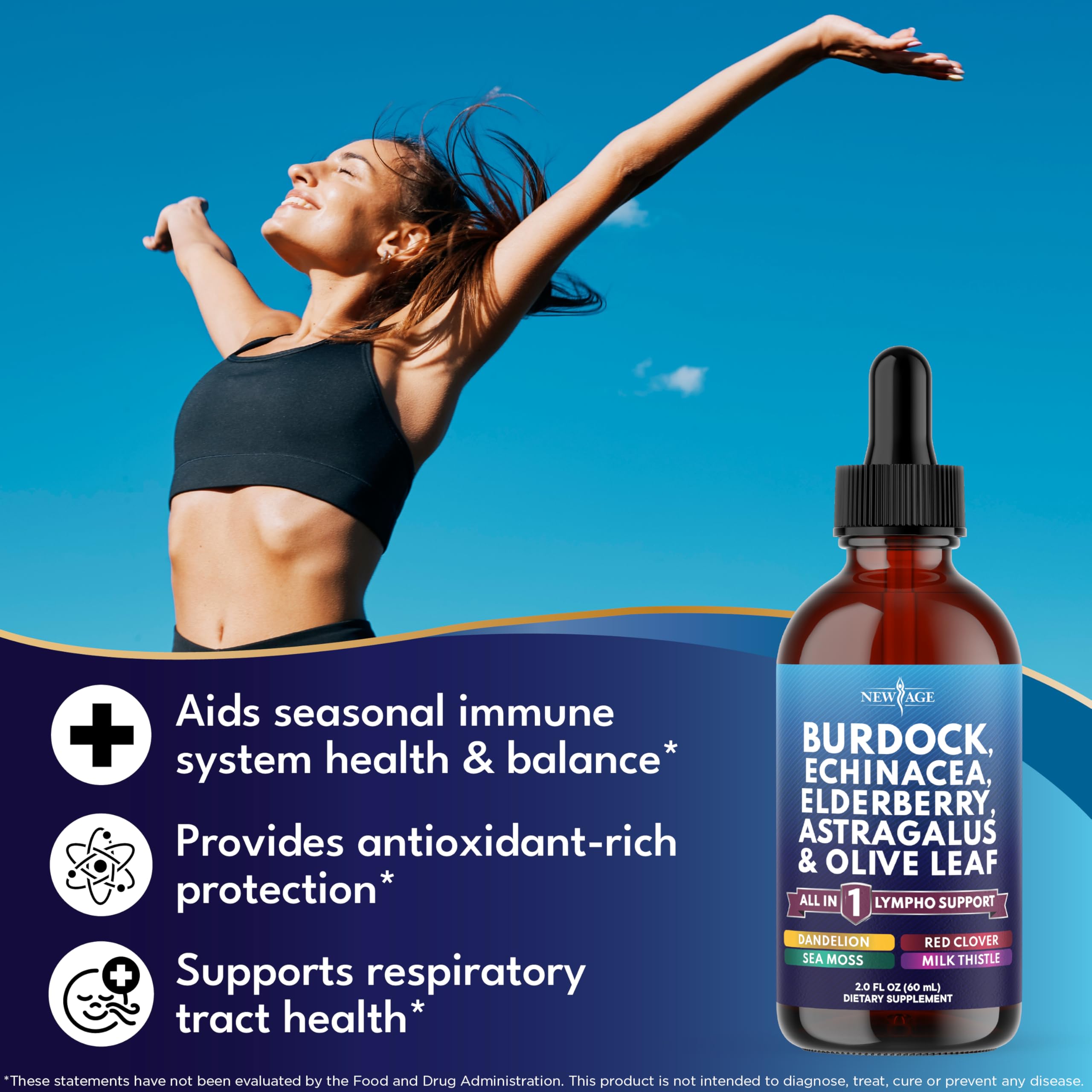 NEW AGE Lymphatic Drainage Drops - Burdock Root & Herbal Support (2 oz)