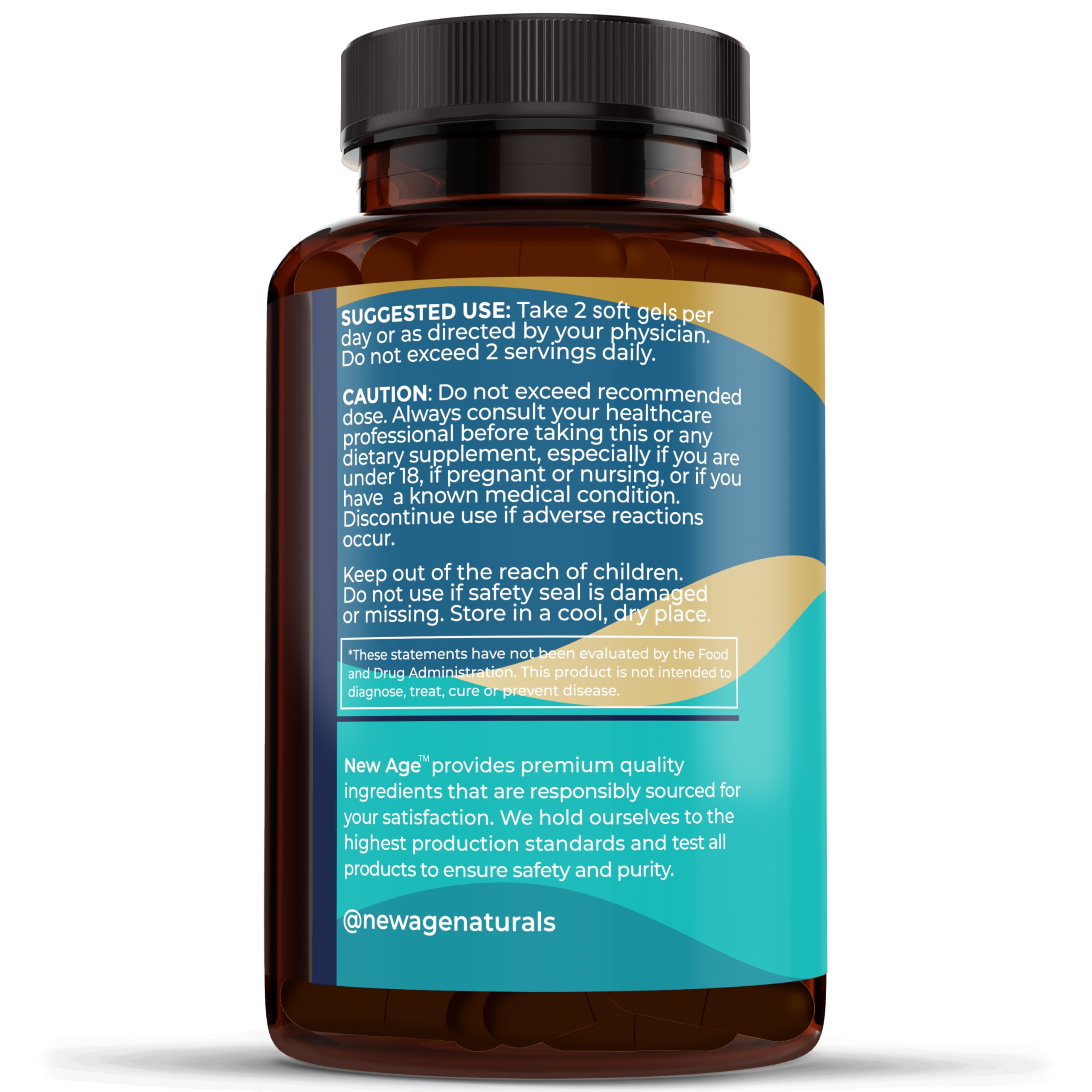 NEW AGE Omega 3 Fish Oil 2500mg Supplement - Non-GMO, Gluten Free | EPA & DHA 180 Softgels (Pack of 2)