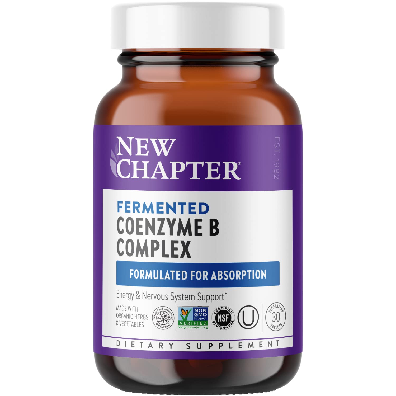 New Chapter Fermented Coenzyme B Complex – Organic B Vitamins (B12, B6, Biotin) 30 ct