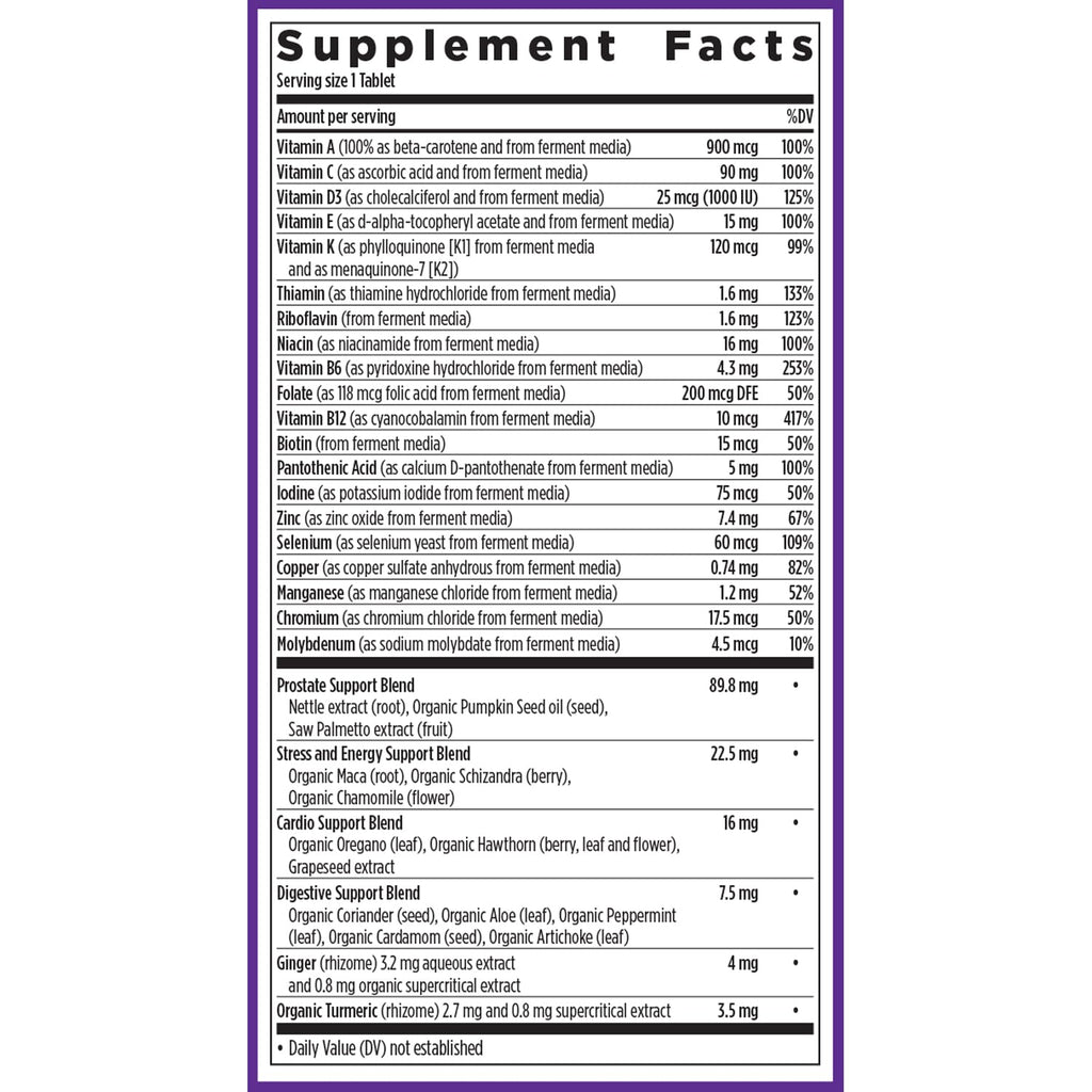 New Chapter Men’s Multivitamin 40+ | One Daily Fermented Multivitamin for Energy, Immunity & Heart Health | Gluten-Free & Non-GMO | 72 Tablets
