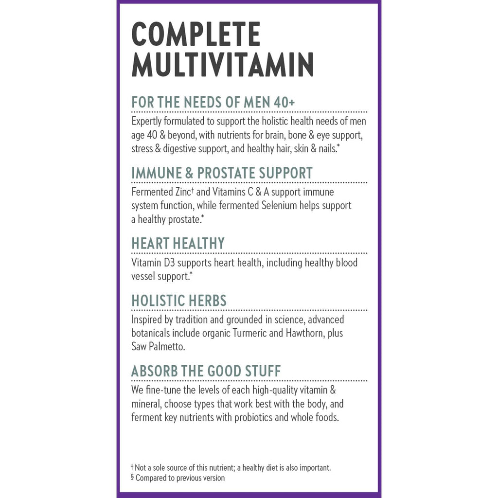 New Chapter Men’s Multivitamin 40+ | One Daily Fermented Multivitamin for Energy, Immunity & Heart Health | Gluten-Free & Non-GMO | 72 Tablets