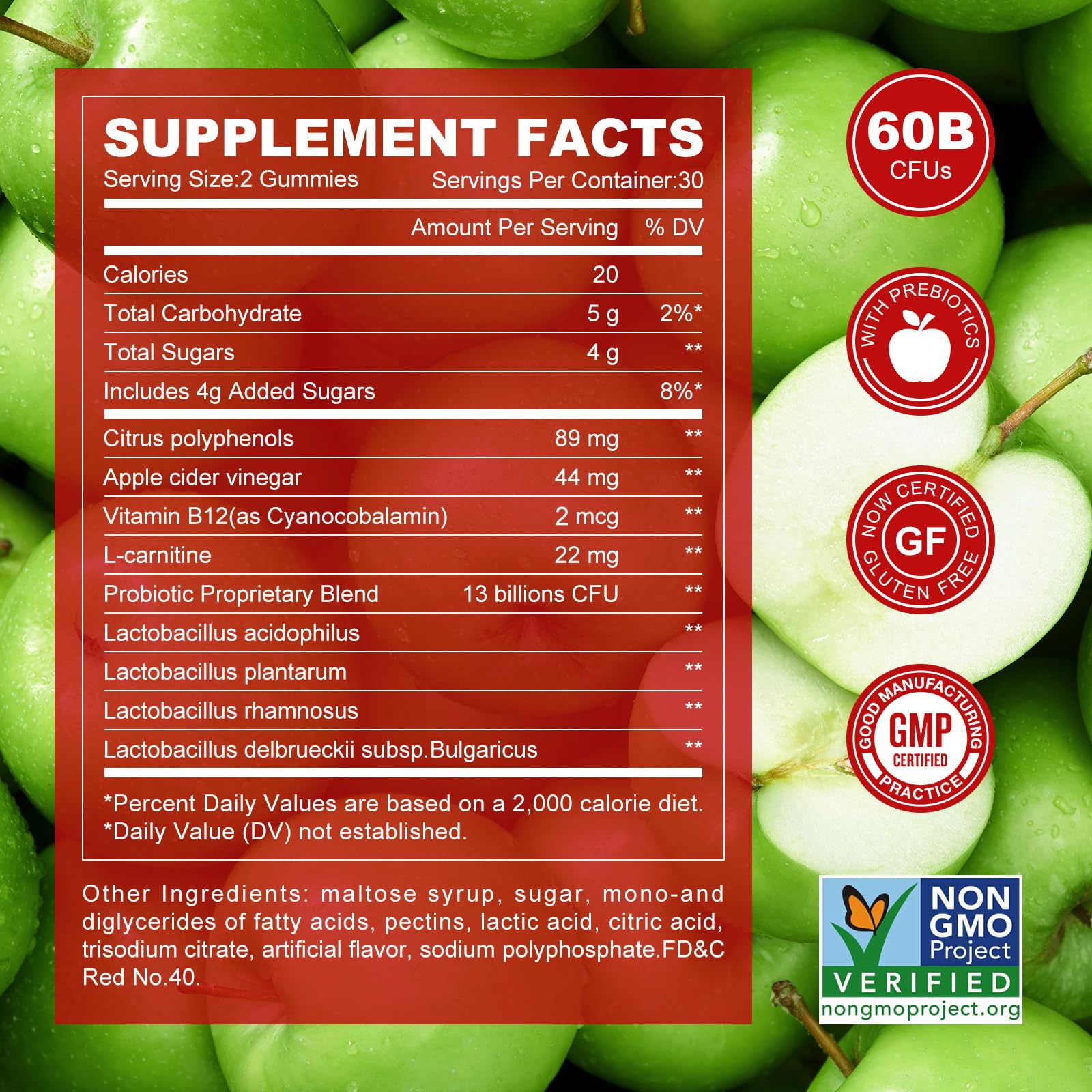 NEWELLME Sugar-Free Apple Cider Vinegar Gummies with B12 – Non-GMO ACV Supplement, 120 Gummies