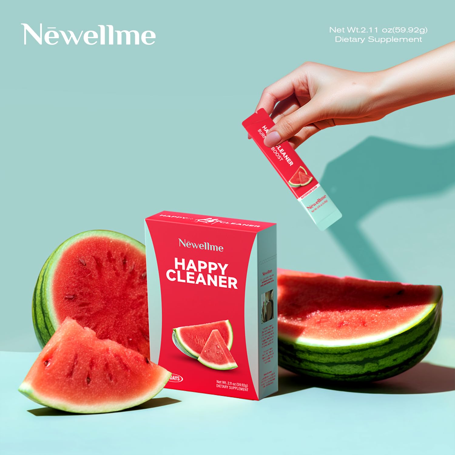 NEWELLME Happy Greens Powder – Sugar-Free Watermelon Drink Mix