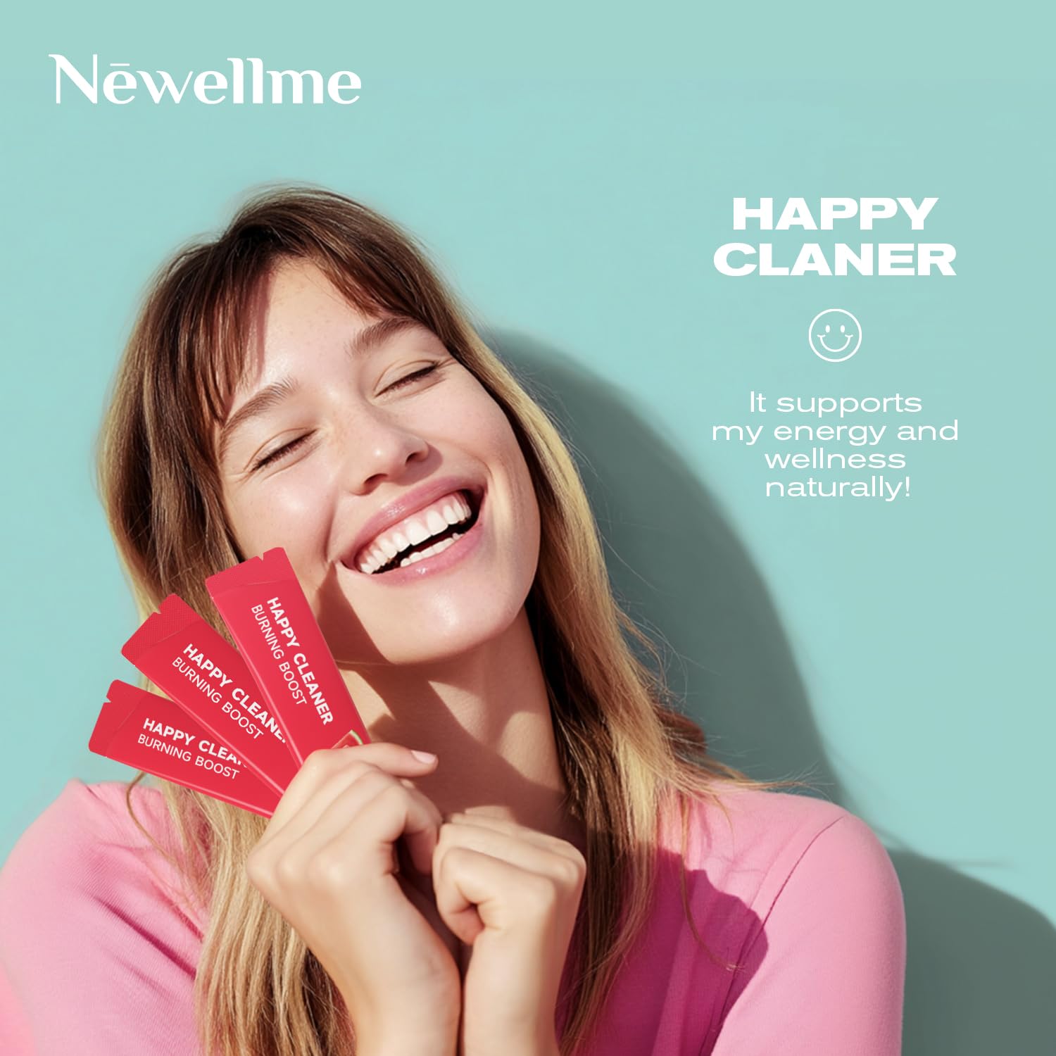 NEWELLME Happy Cleaner Super Greens & Multivitamin Powder with Alfalfa – Watermelon Flavor, 14 Pack