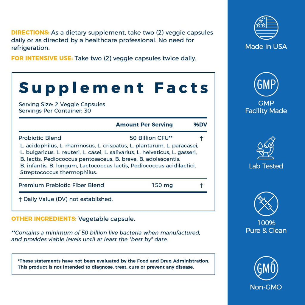 NewRhythm Probiotics 50B CFU – 20 Strains, Targeted Release, Gluten Free