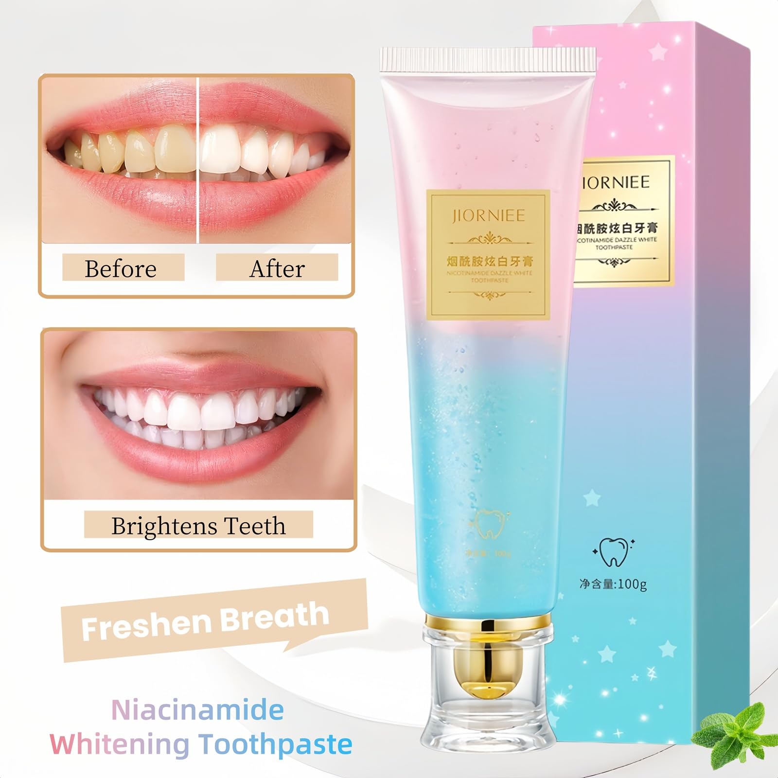 2 Pcs Niacinamide Whitening Toothpaste – Deep Stain Removal & Fresh Breath